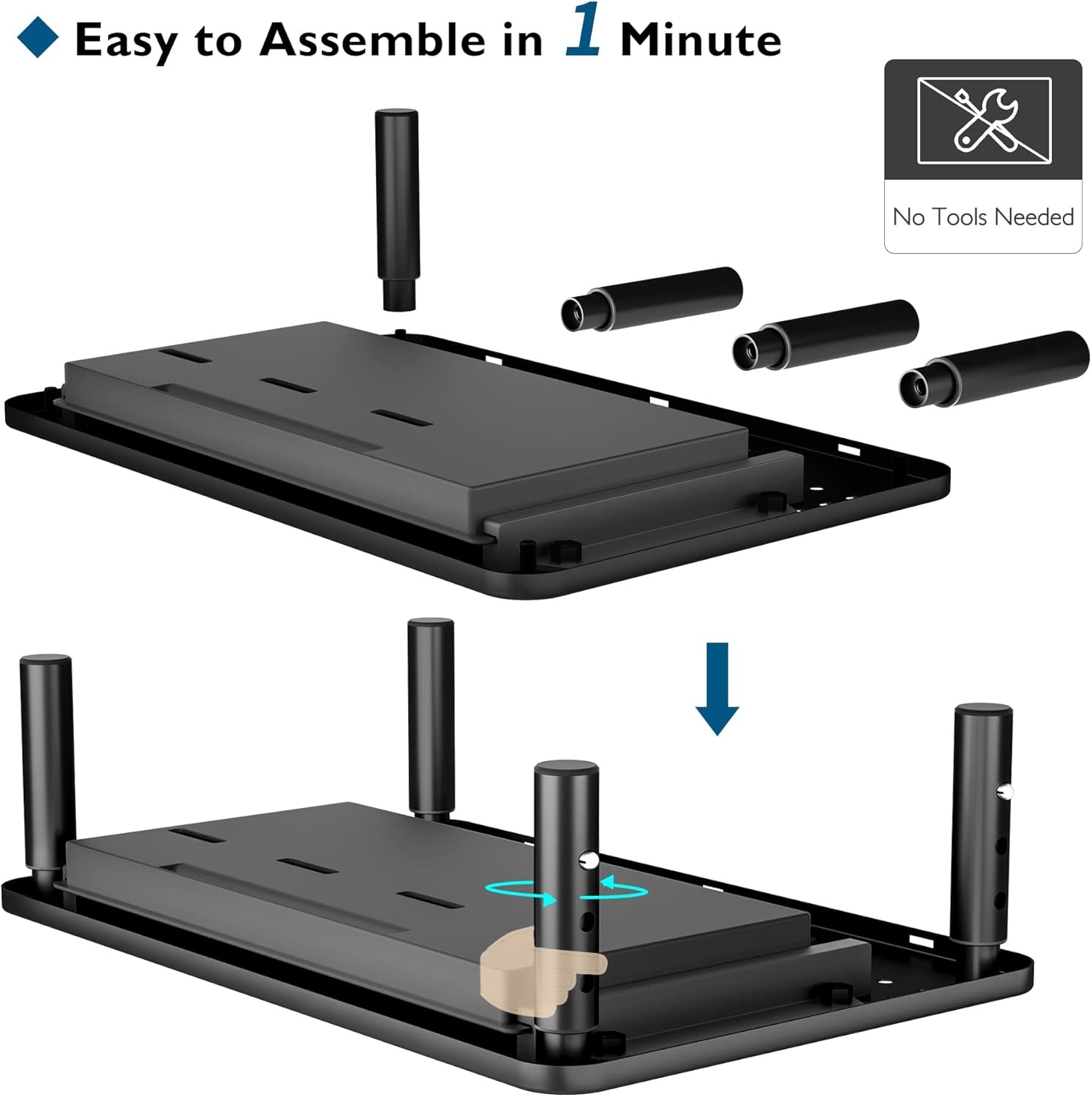 image:imageBONTEC 2 Pack Adjustable Monitor Stand Riser with Drawer Ergonomic Mesh Platform Computer Monitor Stand for Desk Ventilated Laptop and PC Stand with Cable Management Supports up to 44lbs1P