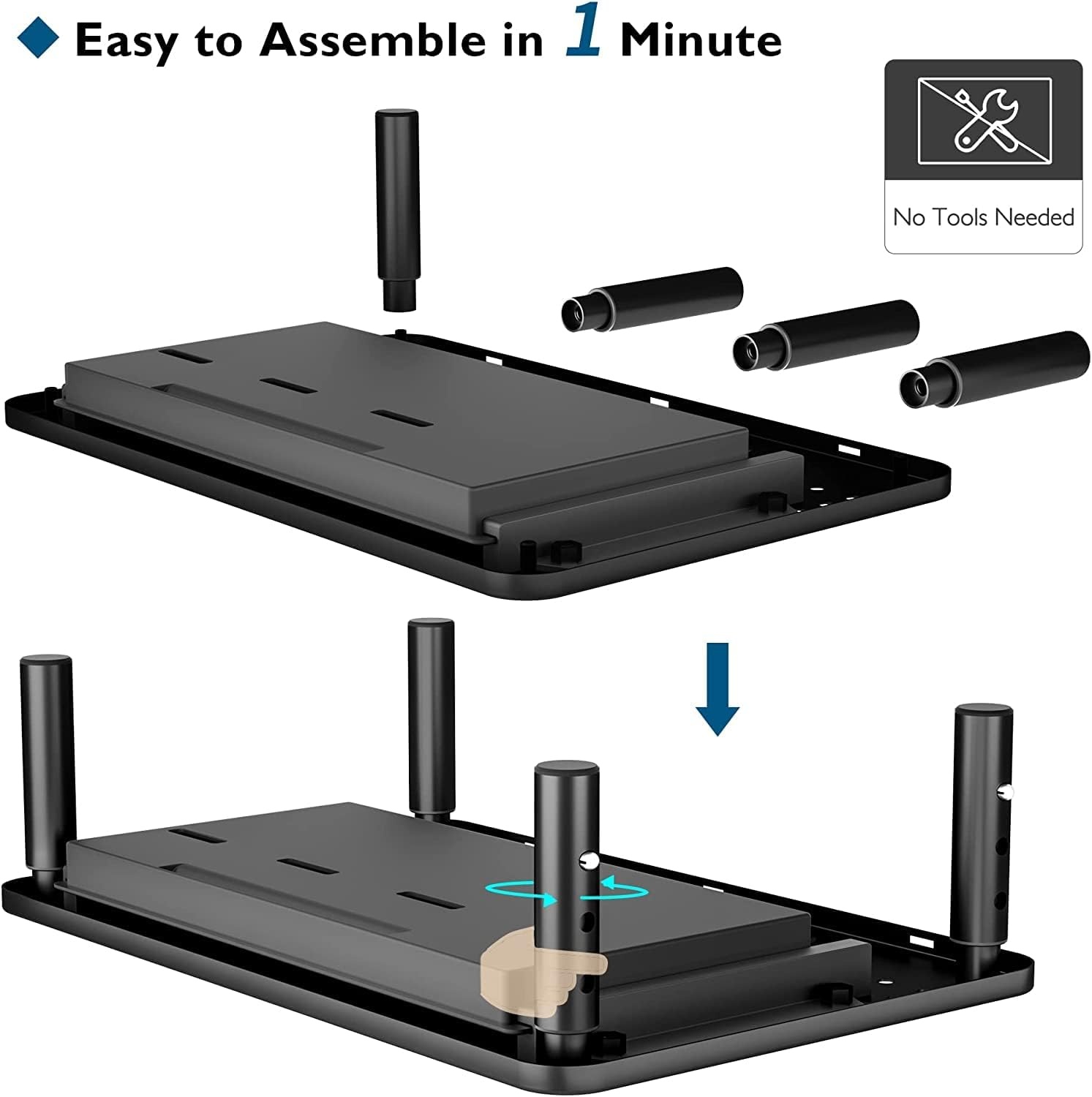 image:imageBONTEC 2 Pack Adjustable Monitor Stand Riser with Drawer Ergonomic Mesh Platform Computer Monitor Stand for Desk Ventilated Laptop and PC Stand with Cable Management Supports up to 44lbs2P