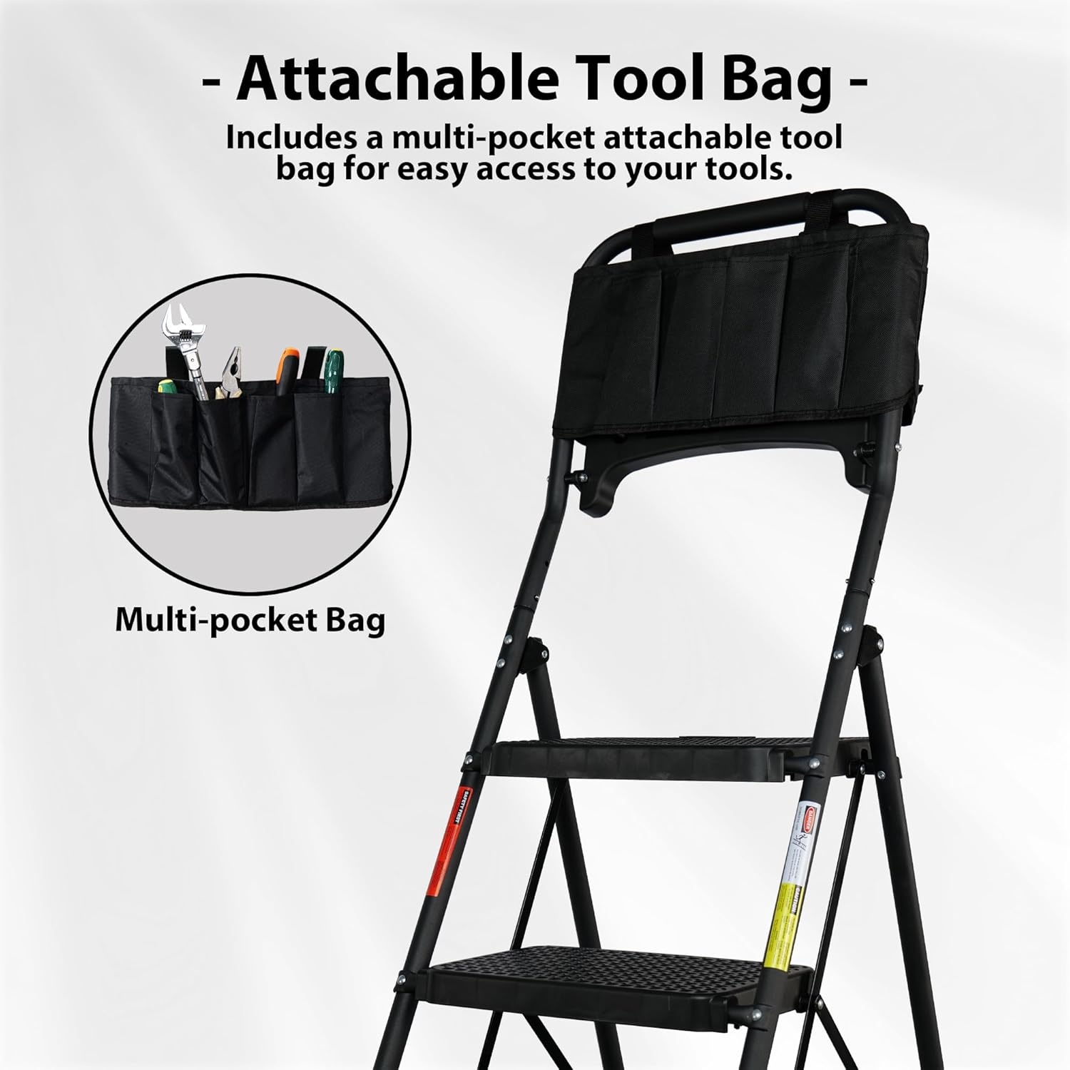 image:imageBONTEC 2Step Ladder Folding Step Stool 600lbs Max Load Capacity Sturdy Steel NonSlip Pedals Lightweight Portable Steel Ladder with Convenient Handrail Safety Design for Home amp Work PinkBlack