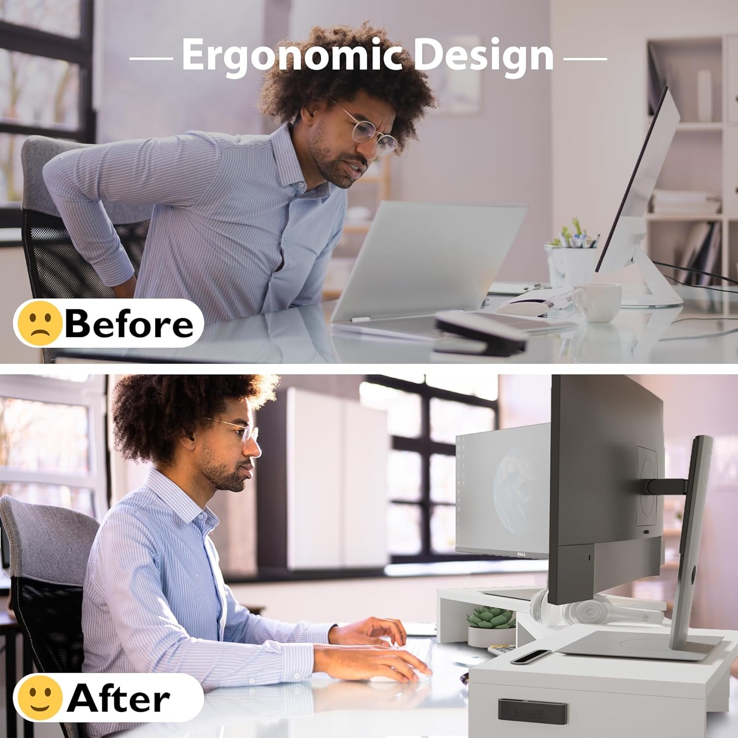 image:imageBONTEC Dual Monitor Stand Riser with Smartphone Holder Adjustable Length amp Swivel Angle Ergonomic Wooden Desktop Organizer for PC Monitor Laptop Printer Large Storage PinkWhite