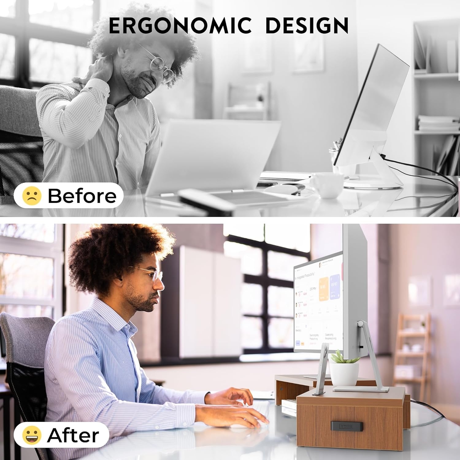 image:imageBONTEC Dual Monitor Stand Riser with Smartphone Holder Adjustable Length amp Swivel Angle Ergonomic Wooden Desktop Organizer for PC Monitor Laptop Printer Large Storage PinkWalnut