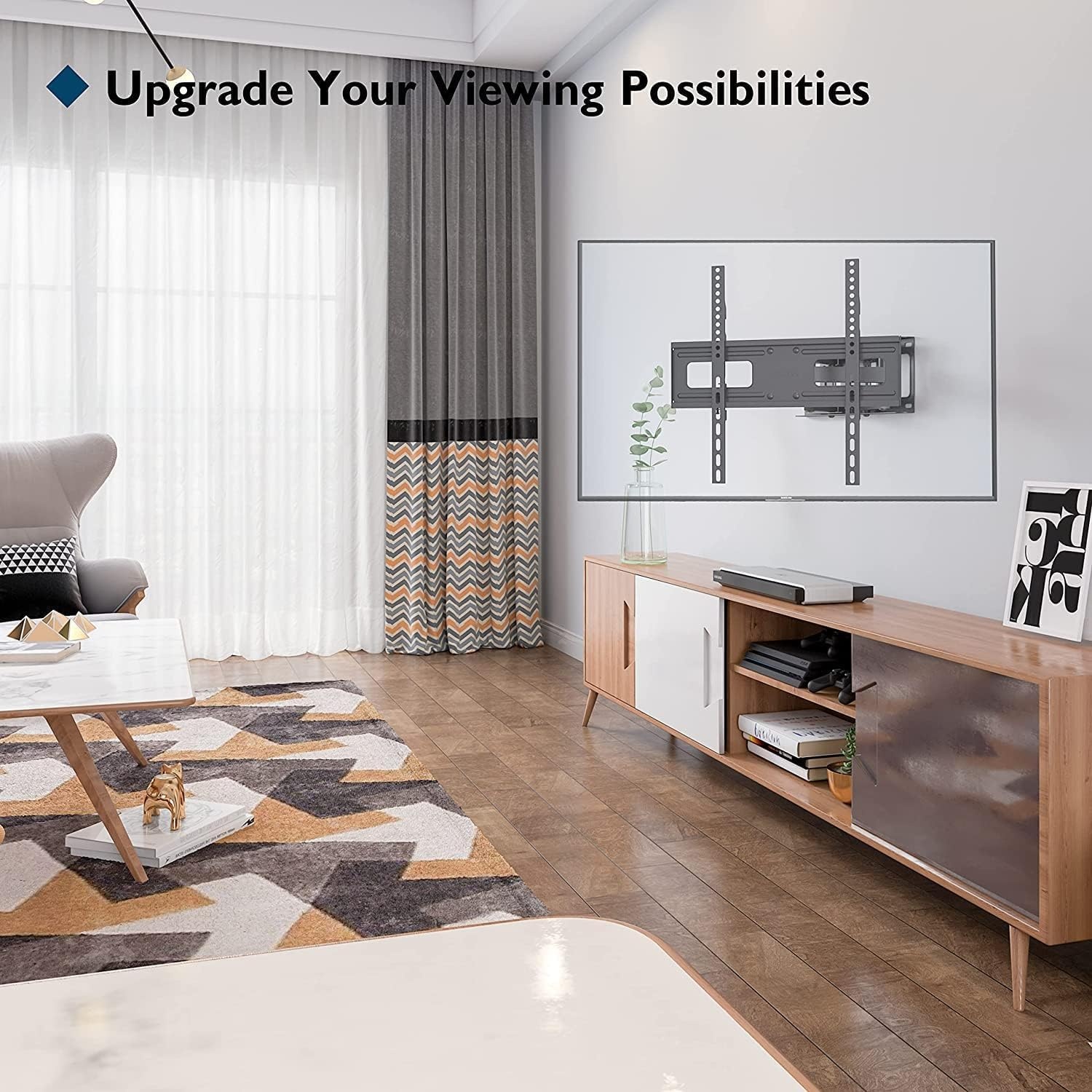 image:imageBONTEC Full Motion TV Wall Mount for 3785 Inch TVs Hold up to 132lbs Max VESA 600x400mm Swivel Tilt Dual Arms Adjustable Viewing Angle Fits 16 Wood Studs Easy Assembly2370 Inch