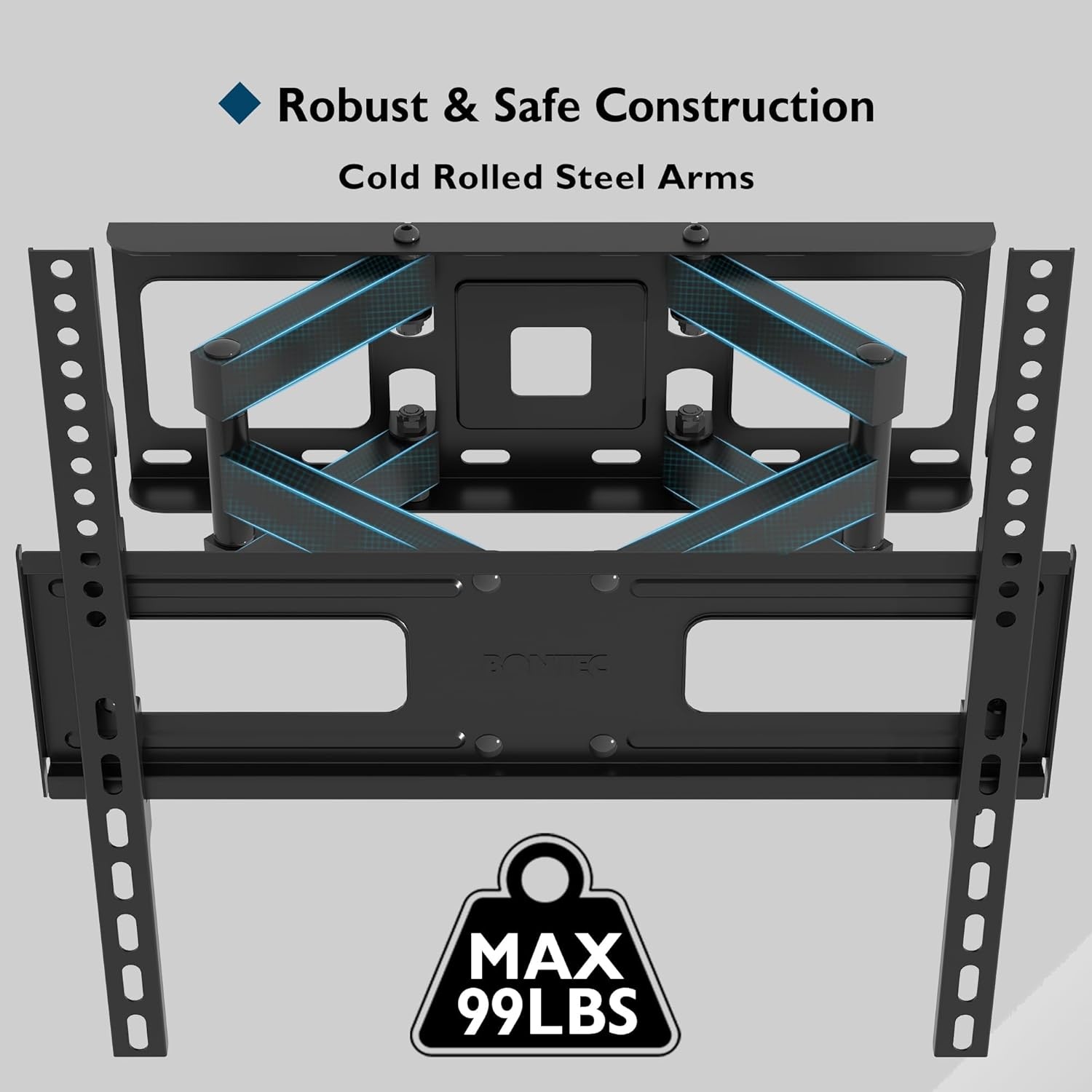 image:imageBONTEC Full Motion TV Wall Mount for 3785 Inch TVs Hold up to 132lbs Max VESA 600x400mm Swivel Tilt Dual Arms Adjustable Viewing Angle Fits 16 Wood Studs Easy Assembly2370 Inch