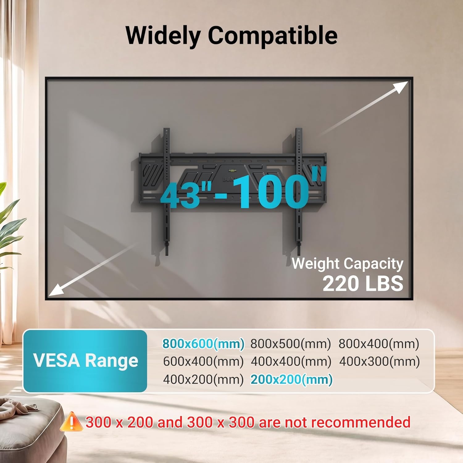 image:imageBONTEC Full Motion TV Wall Mount for 3785 Inch TVs Hold up to 132lbs Max VESA 600x400mm Swivel Tilt Dual Arms Adjustable Viewing Angle Fits 16 Wood Studs Easy Assembly43100 Inch