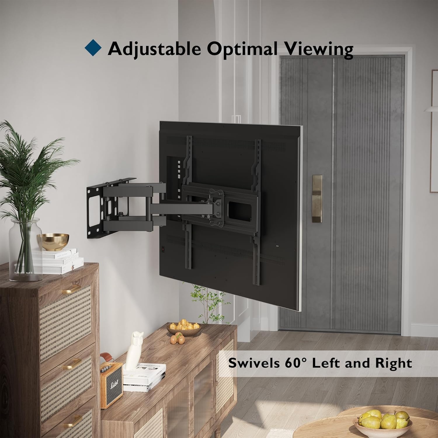 image:imageBONTEC Full Motion TV Wall Mount for 3785 Inch TVs Hold up to 132lbs Max VESA 600x400mm Swivel Tilt Dual Arms Adjustable Viewing Angle Fits 16 Wood Studs Easy Assembly2370 Inch