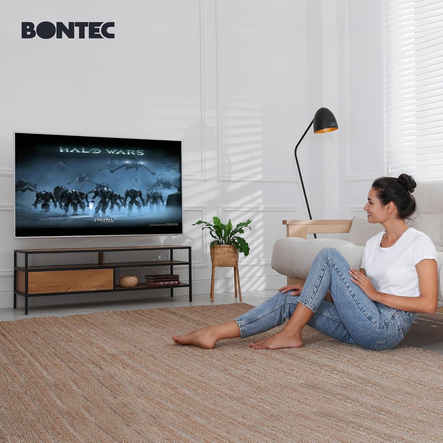 image:imageBONTEC Full Motion TV Wall Mount for 3785 Inch TVs Hold up to 132lbs Max VESA 600x400mm Swivel Tilt Dual Arms Adjustable Viewing Angle Fits 16 Wood Studs Easy Assembly2370 Inch