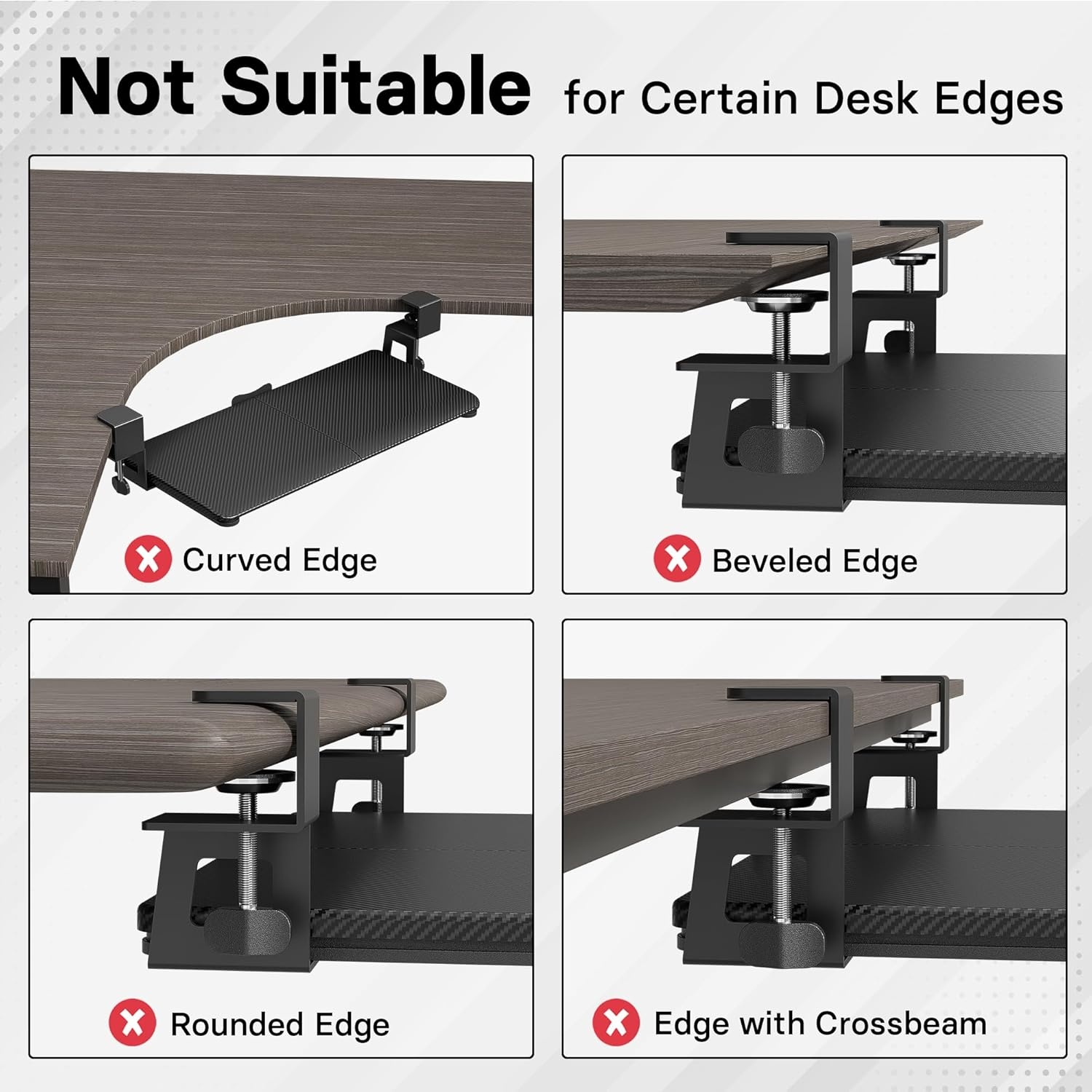 image:imageBONTEC KMT01 Under Desk Keyboard Tray PullOut Keyboard amp Mouse Platform with CClamp 256 x 118 in SpaceSaving Ergonomic SlideOut Drawer BlackBlack Carbon Fiber