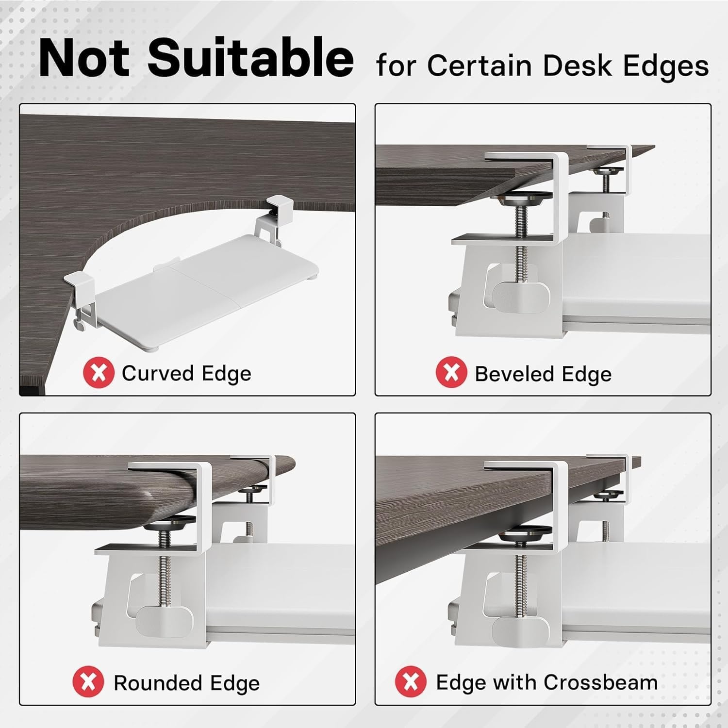 image:imageBONTEC KMT01 Under Desk Keyboard Tray PullOut Keyboard amp Mouse Platform with CClamp 256 x 118 in SpaceSaving Ergonomic SlideOut Drawer BlackWhite