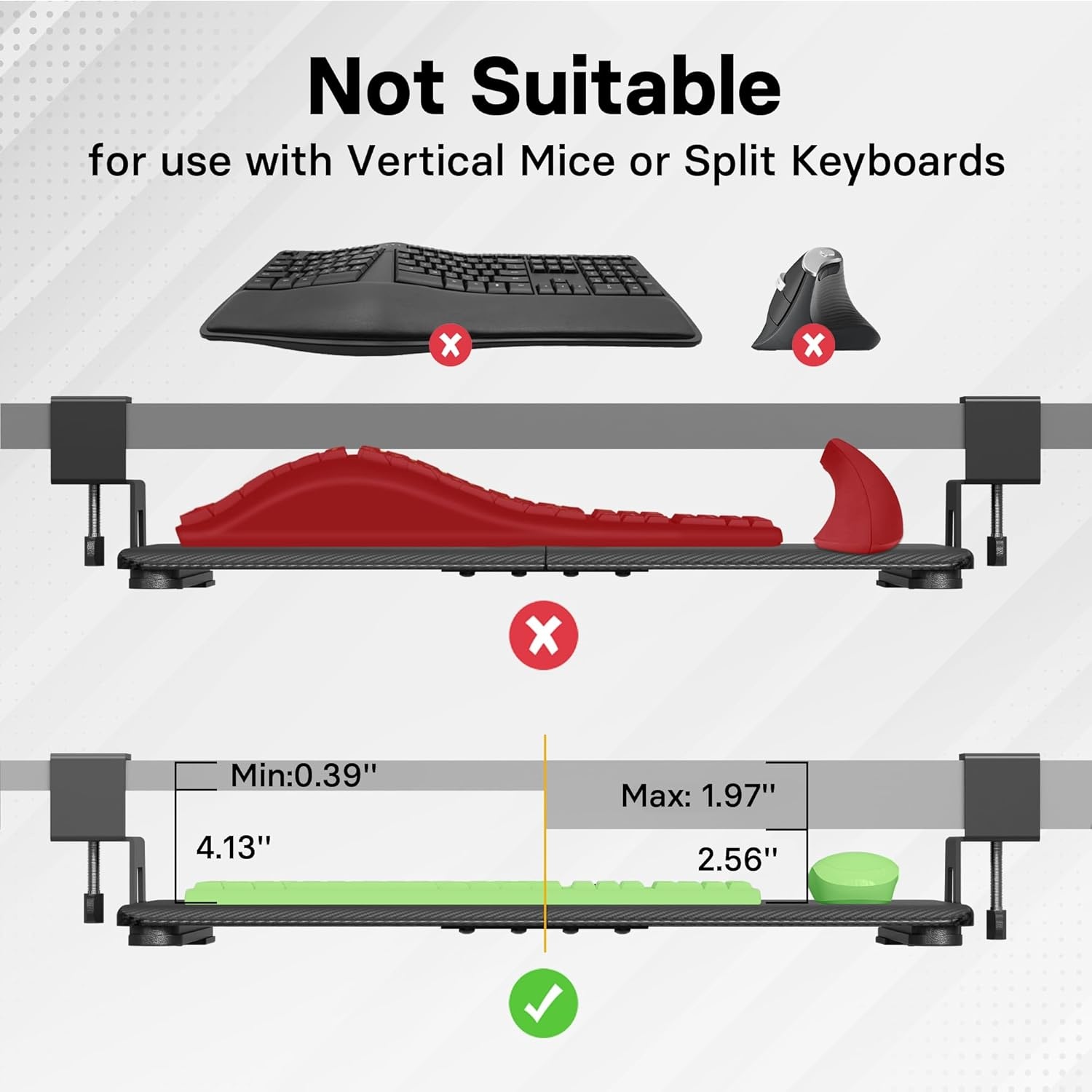 image:imageBONTEC KMT01PJ Under Desk Keyboard Tray PullOut Keyboard amp Mouse Platform with CClamp 20 x 118 in SpaceSaving Ergonomic SlideOut Drawer BlackBlack Carbon Fiber