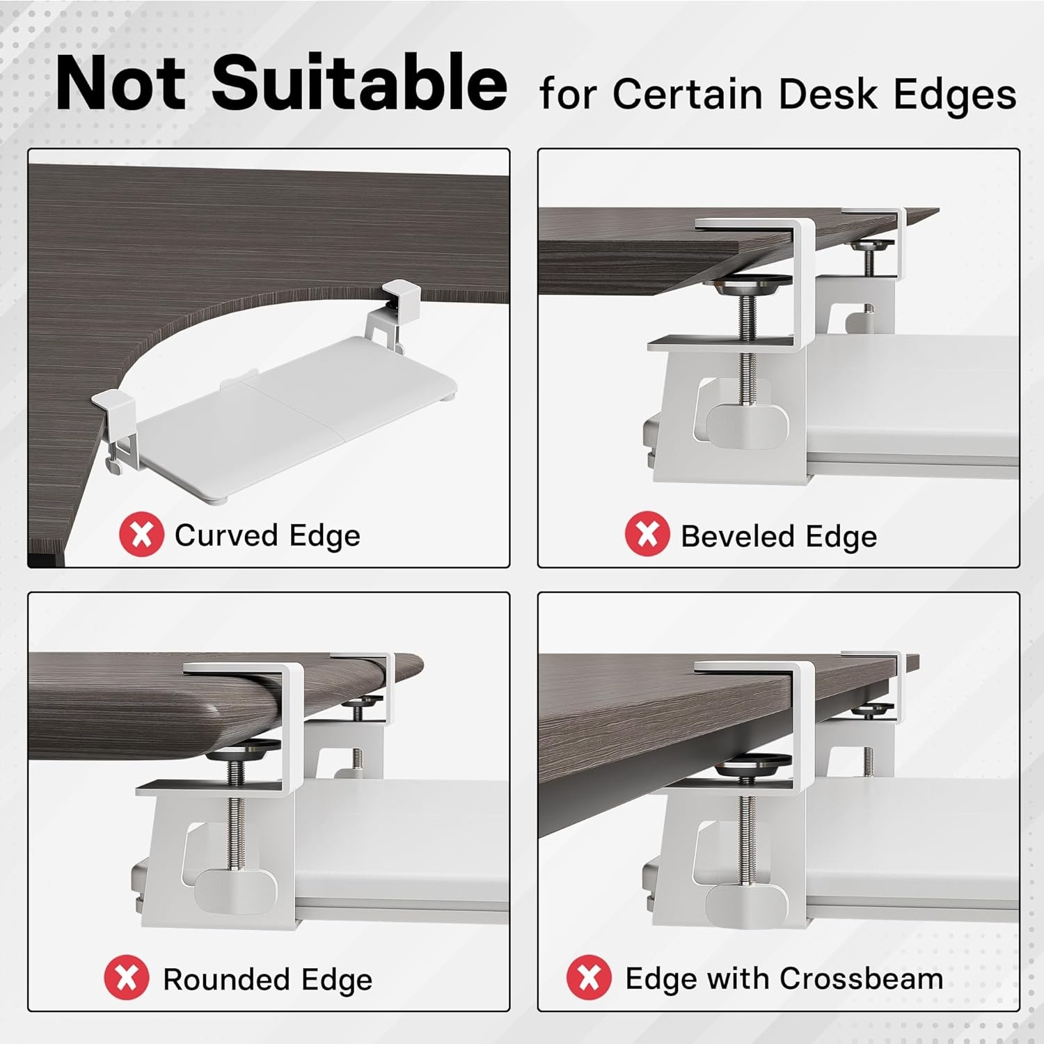image:imageBONTEC KMT01PJ Under Desk Keyboard Tray PullOut Keyboard amp Mouse Platform with CClamp 20 x 118 in SpaceSaving Ergonomic SlideOut Drawer BlackWhite