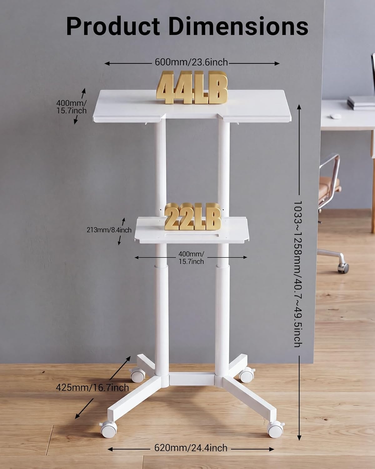 image:imageBONTEC Lecterns amp Podiums Portable Mobile Standing Laptop Desk Height Adjustable Sit Stand Home Office Classroom Pulpit Stand Up Desk Workstation Rolling Table Laptop Cart with Storage Tray WhiteWhite