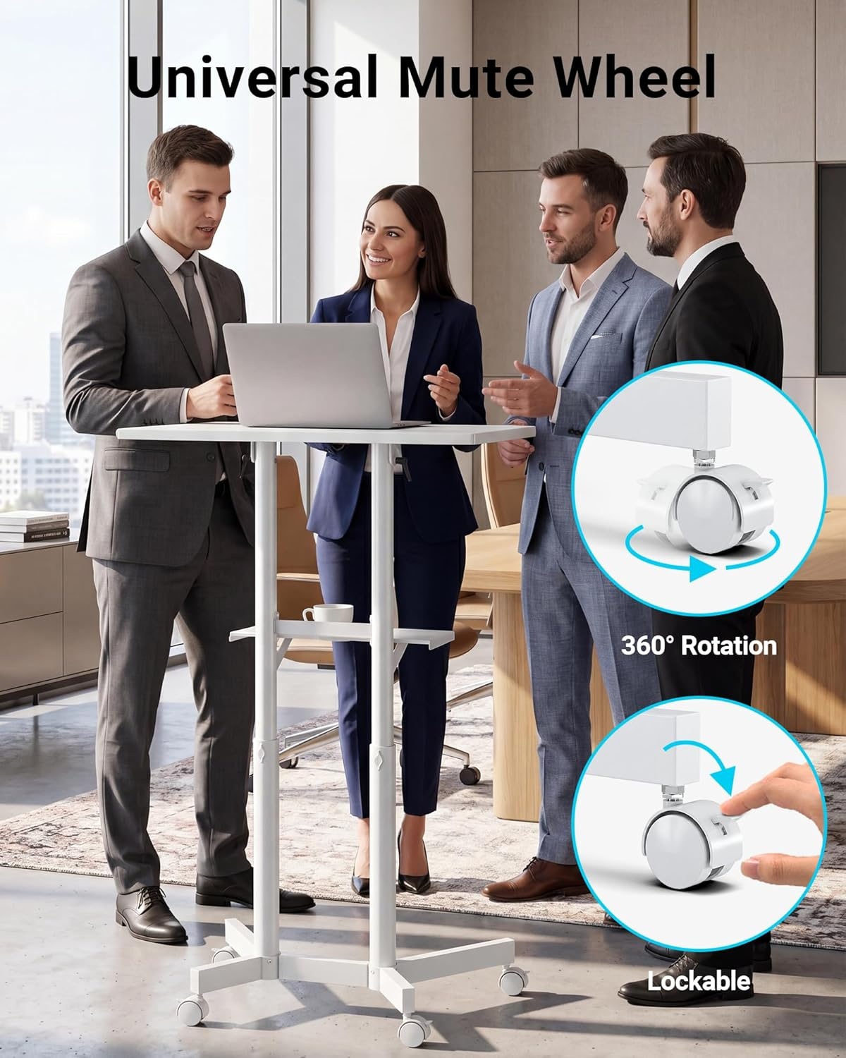 image:imageBONTEC Lecterns amp Podiums Portable Mobile Standing Laptop Desk Height Adjustable Sit Stand Home Office Classroom Pulpit Stand Up Desk Workstation Rolling Table Laptop Cart with Storage Tray WhiteWhite