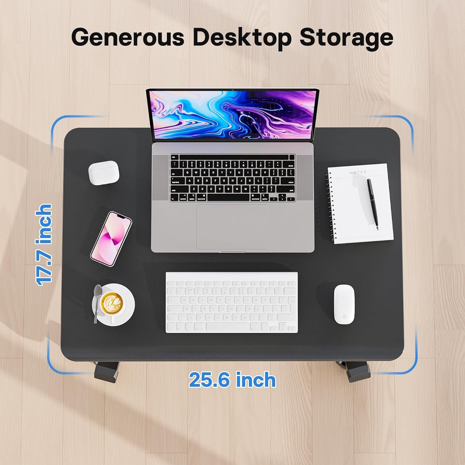 image:imageBONTEC Mobile Standing Desk Adjustable Height Rolling Laptop Cart with Hook Portable Workstation with Pneumatic Lift Ergonomic Table with Wheels Compact Home Office Desk Black 256 x 177Black