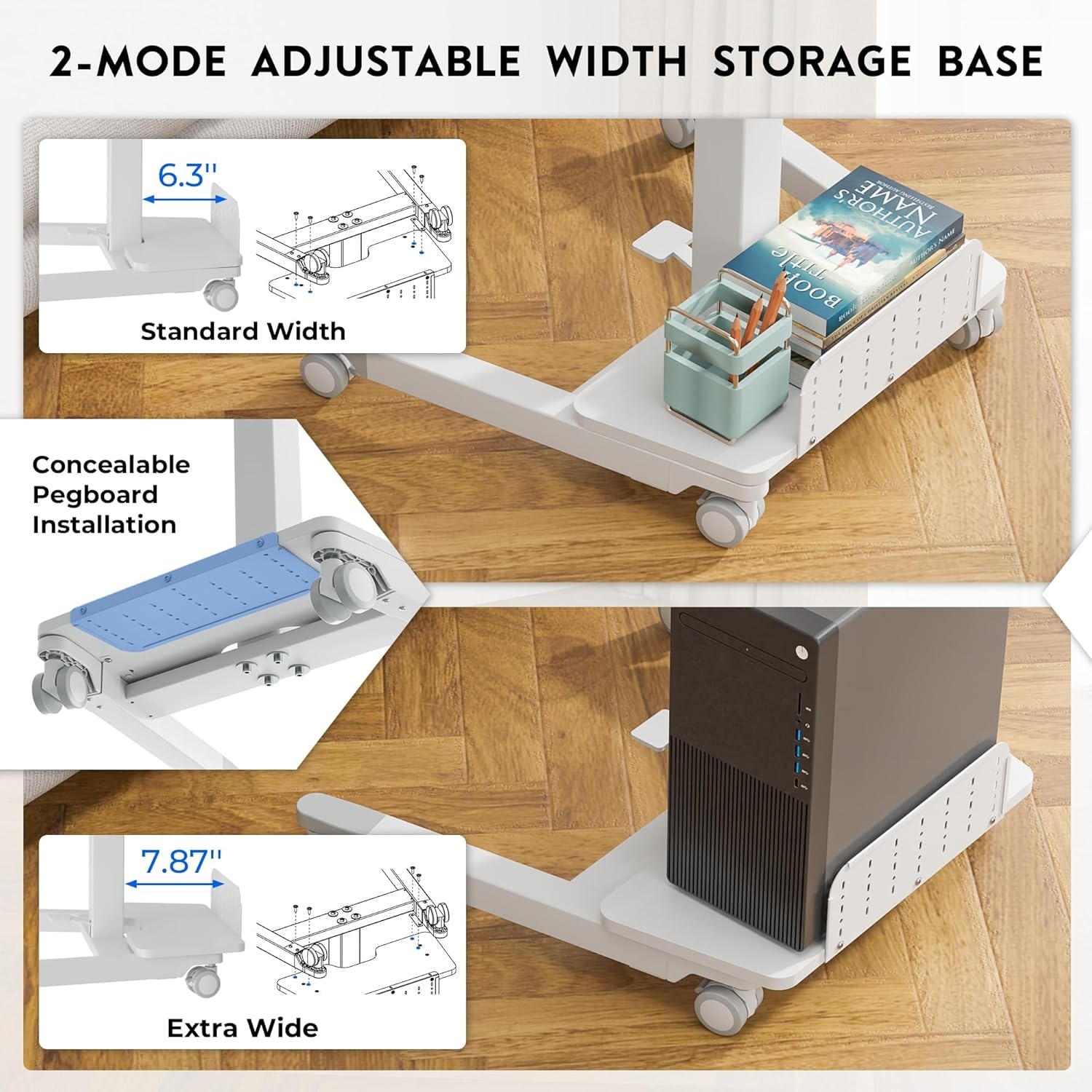 image:imageBONTEC Mobile Standing Desk Adjustable Height Rolling Laptop Cart with Hook Portable Workstation with Pneumatic Lift Ergonomic Table with Wheels Compact Home Office Desk Black 256 x 177White