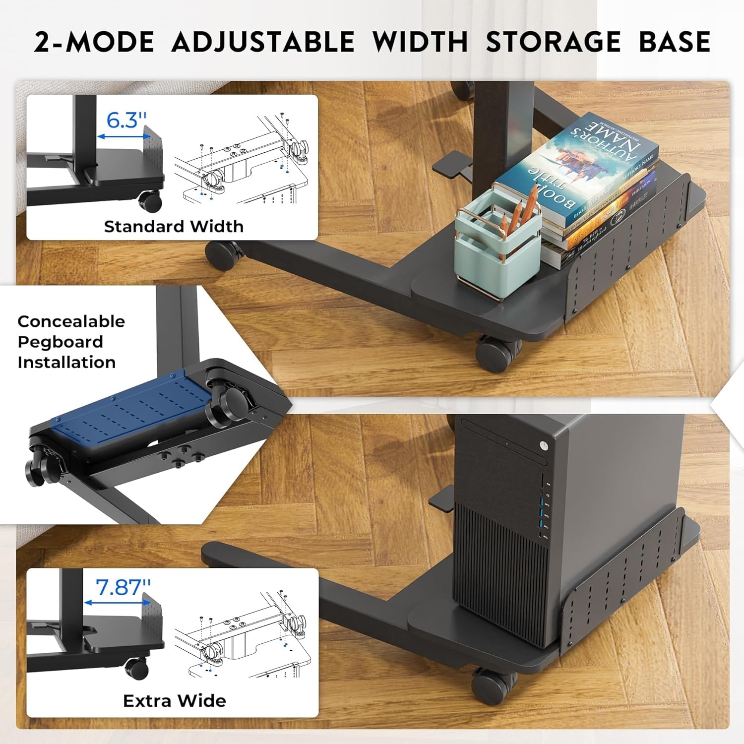 image:imageBONTEC Mobile Standing Desk Adjustable Height Rolling Laptop Cart with Hook Portable Workstation with Pneumatic Lift Ergonomic Table with Wheels Compact Home Office Desk Black 256 x 177Black