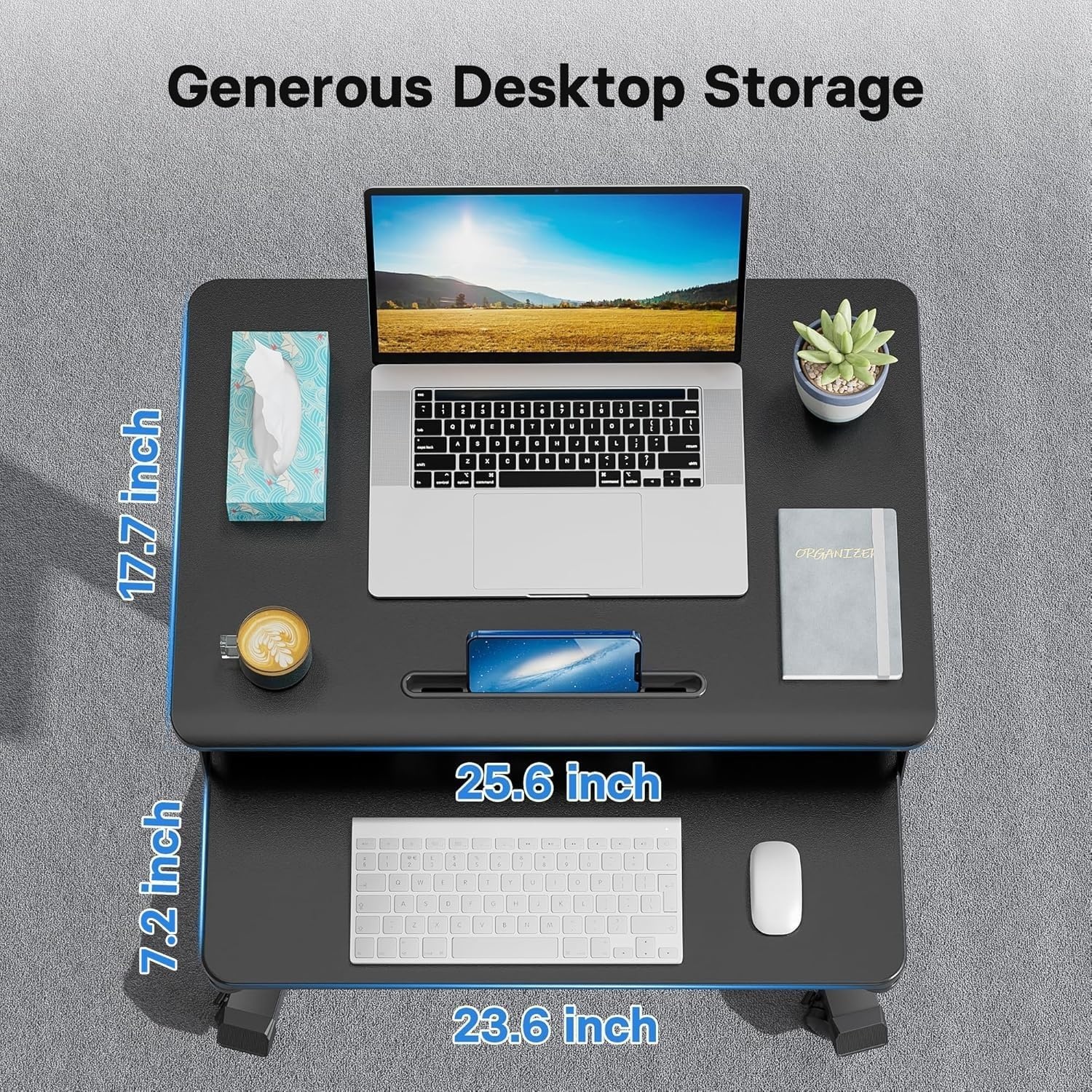 image:imageBONTEC Mobile Standing Desk with Keyboard Tray Mobile Podium Rolling Laptop Sit Stand Desk on Wheels Adjustable Height Desk Up to 33lbs Portable Computer Workstation Cart for Living Room OfficeBlack
