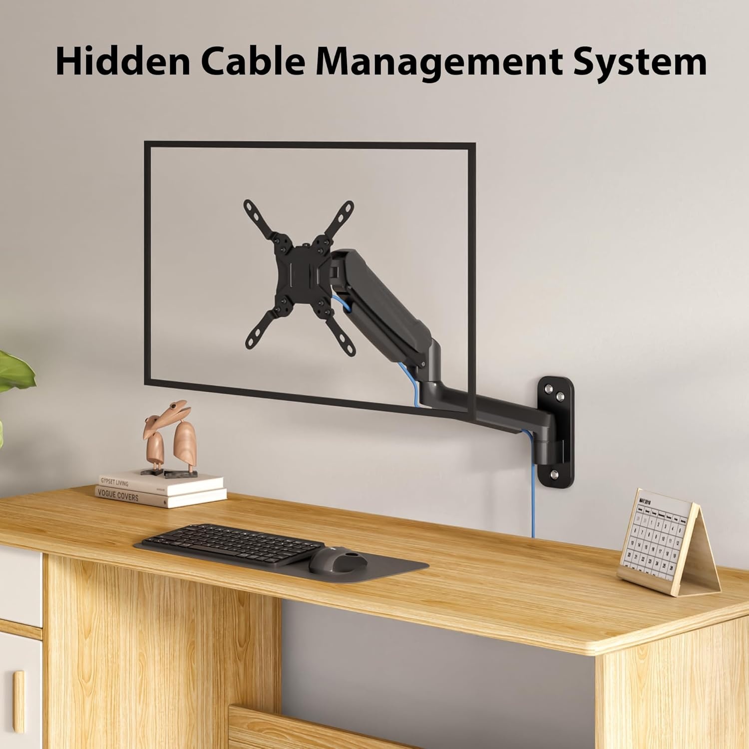 image:imageBONTEC Monitor Wall Mount Arm VESA Gas Spring Height Adjustable for 1342 Inch Screens Max 198lbs Swivel Tilt SpaceSaving Desk Mount Easy Installation Single Arm TV Mount Max VESA 200x200Single Arm