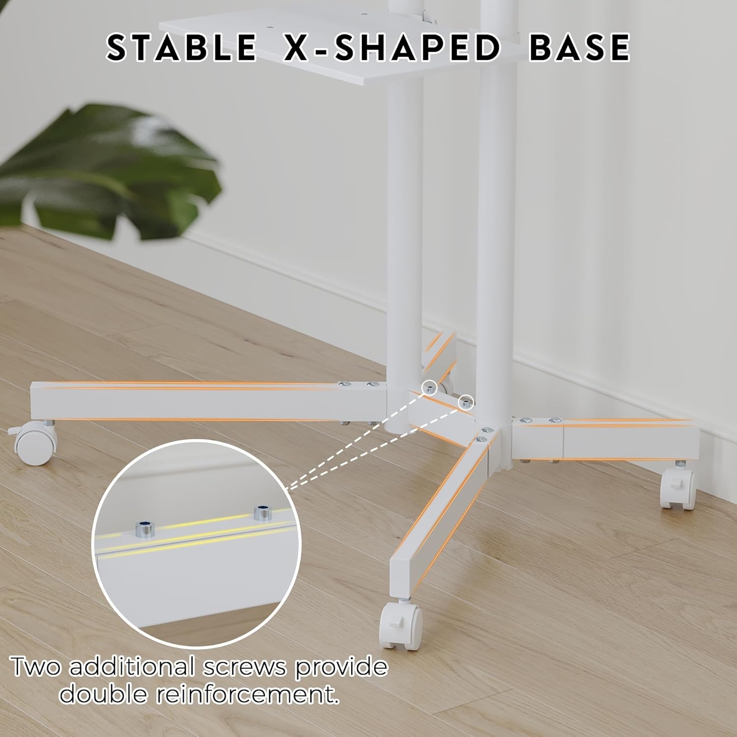 image:imageBONTEC Rolling TV Stand with Tilt Mobile TV Stand Wheels for 2365 Inch TVs Portable Outdoor TV Cart with Adjustable Shelf for Living Room Bedroom Holds 88 lbs Max VESA 400x400mm WhiteWhite