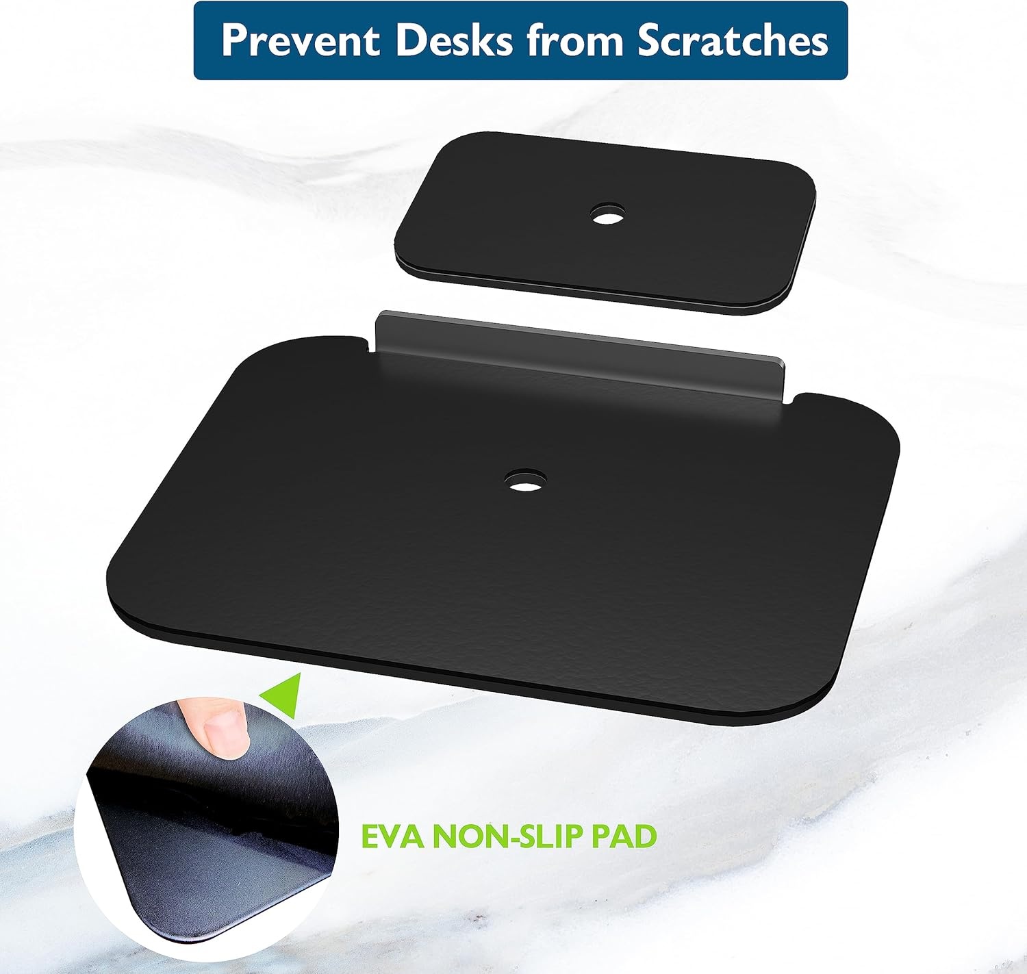 image:imageBONTEC Steel Monitor Mount Reinforcement Plate Monitor Bracket Plate with AntiSlip Pads for GlassMDFPB Tabletops fits CClampGrommet Installation Black