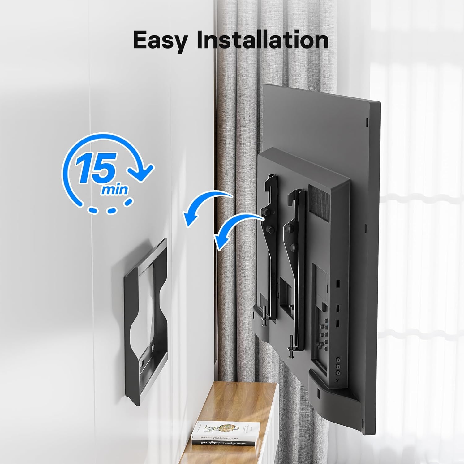 image:imageBONTEC TV Wall Mount Bracket Fixed for 1745 inch LED OLED LCD Flat Screen TVs up to 66lbs Low Profile Ultra Slim Tilt Mount Max VESA 200x200mm Easy Installation Fits 8 Wood Studs