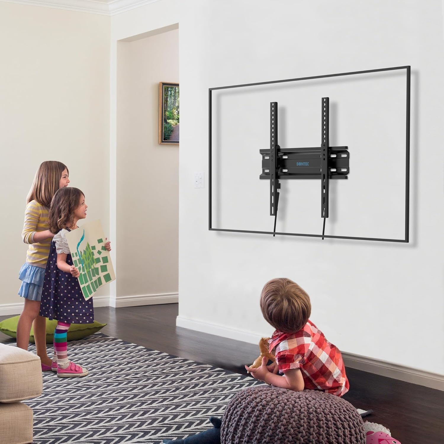 image:imageBONTEC TV Wall Mount Tilting for 2360 inch TVs Low Profile Design Max VESA 400x400mm Holds up to 115lbs TV Mount for LCD LED OLED Flat Screens Fixed Ultra Slim Bracket Fits 16 Studs2360 inch