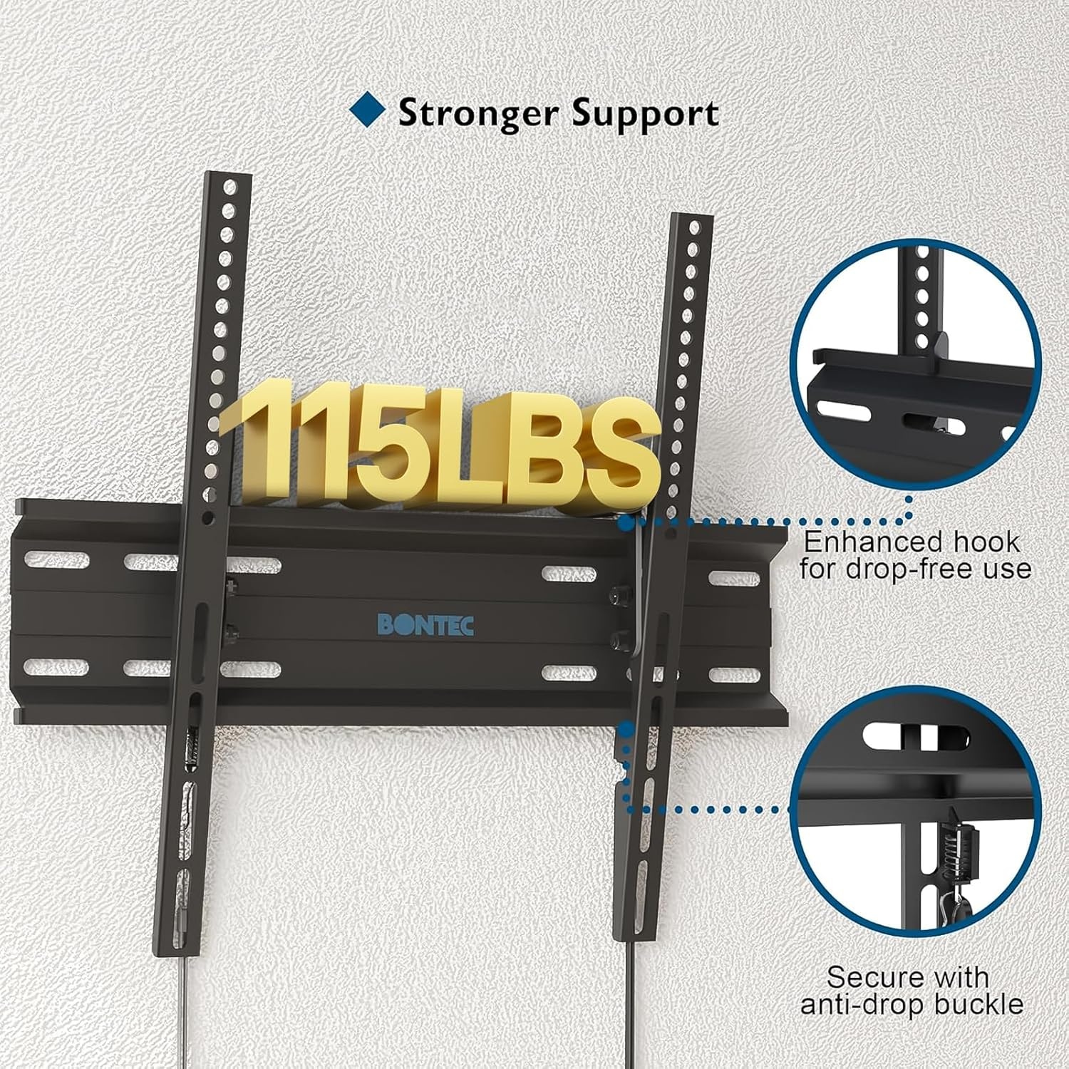 image:imageBONTEC TV Wall Mount Tilting for 2360 inch TVs Low Profile Design Max VESA 400x400mm Holds up to 115lbs TV Mount for LCD LED OLED Flat Screens Fixed Ultra Slim Bracket Fits 16 Studs2360 inch