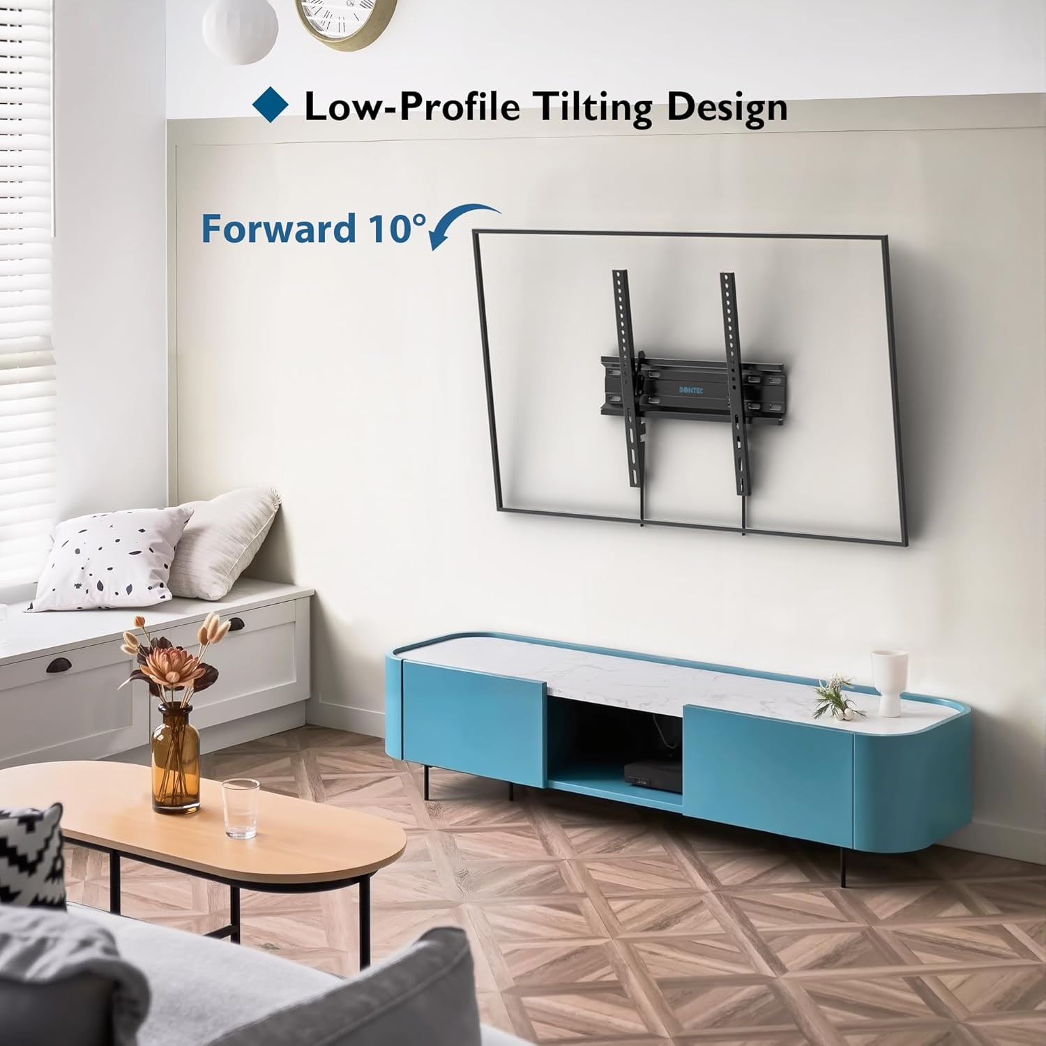 image:imageBONTEC TV Wall Mount Tilting for 2360 inch TVs Low Profile Design Max VESA 400x400mm Holds up to 115lbs TV Mount for LCD LED OLED Flat Screens Fixed Ultra Slim Bracket Fits 16 Studs2360 inch Pack of 2