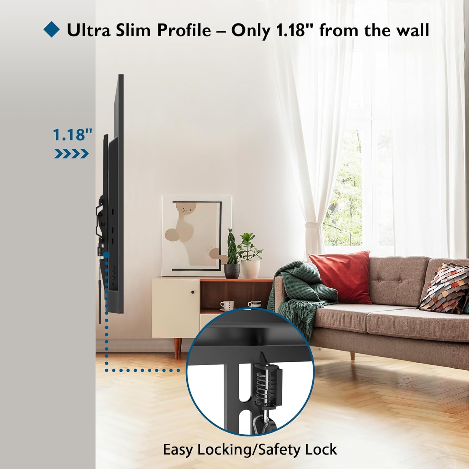 image:imageBONTEC TV Wall Mount Tilting for 2360 inch TVs Low Profile Design Max VESA 400x400mm Holds up to 115lbs TV Mount for LCD LED OLED Flat Screens Fixed Ultra Slim Bracket Fits 16 Studs2360 inch Pack of 2