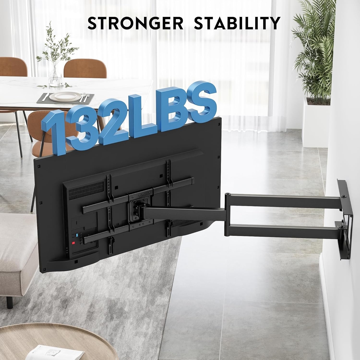 image:imageBONTEC TV Wall Mount for 2665 Inch Flat and Curved Screens with 374 Inch Long Extension Full Motion Swivel Design Heavy Duty Bracket for Corner or Monitor Setup Max VESA 400x400 Holds 77 lbsfor 3275 Inch