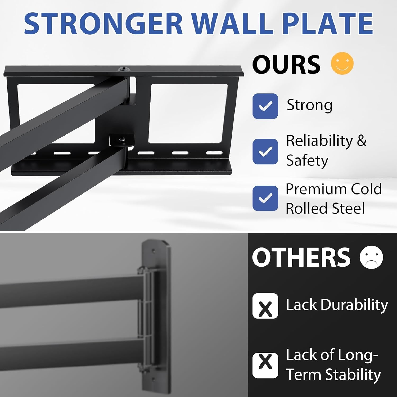 image:imageBONTEC TV Wall Mount for 2665 Inch Flat and Curved Screens with 374 Inch Long Extension Full Motion Swivel Design Heavy Duty Bracket for Corner or Monitor Setup Max VESA 400x400 Holds 77 lbsfor 3275 Inch