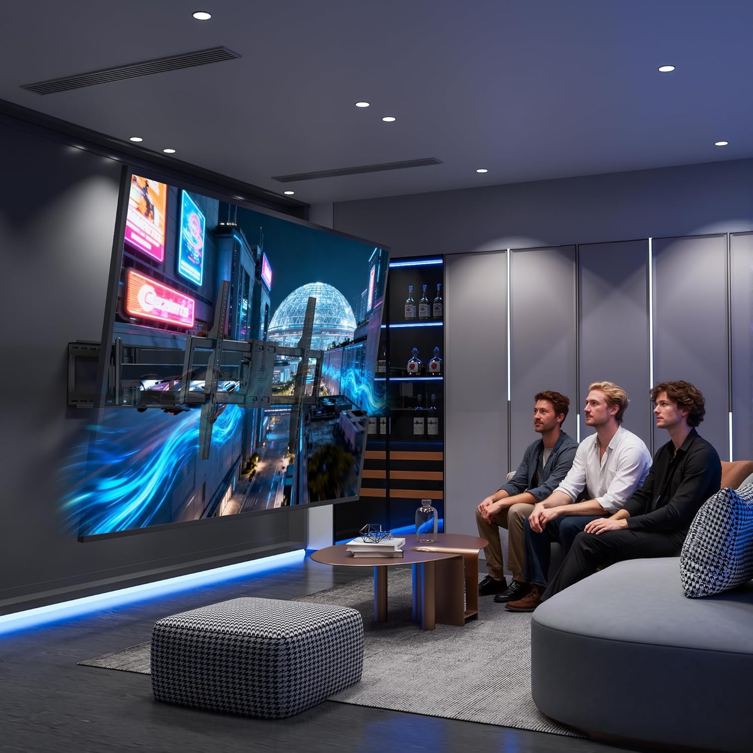image:imageBONTEC TV Wall Mount for 2665 Inch Flat and Curved Screens with 374 Inch Long Extension Full Motion Swivel Design Heavy Duty Bracket for Corner or Monitor Setup Max VESA 400x400 Holds 77 lbsfor 60110 Inch
