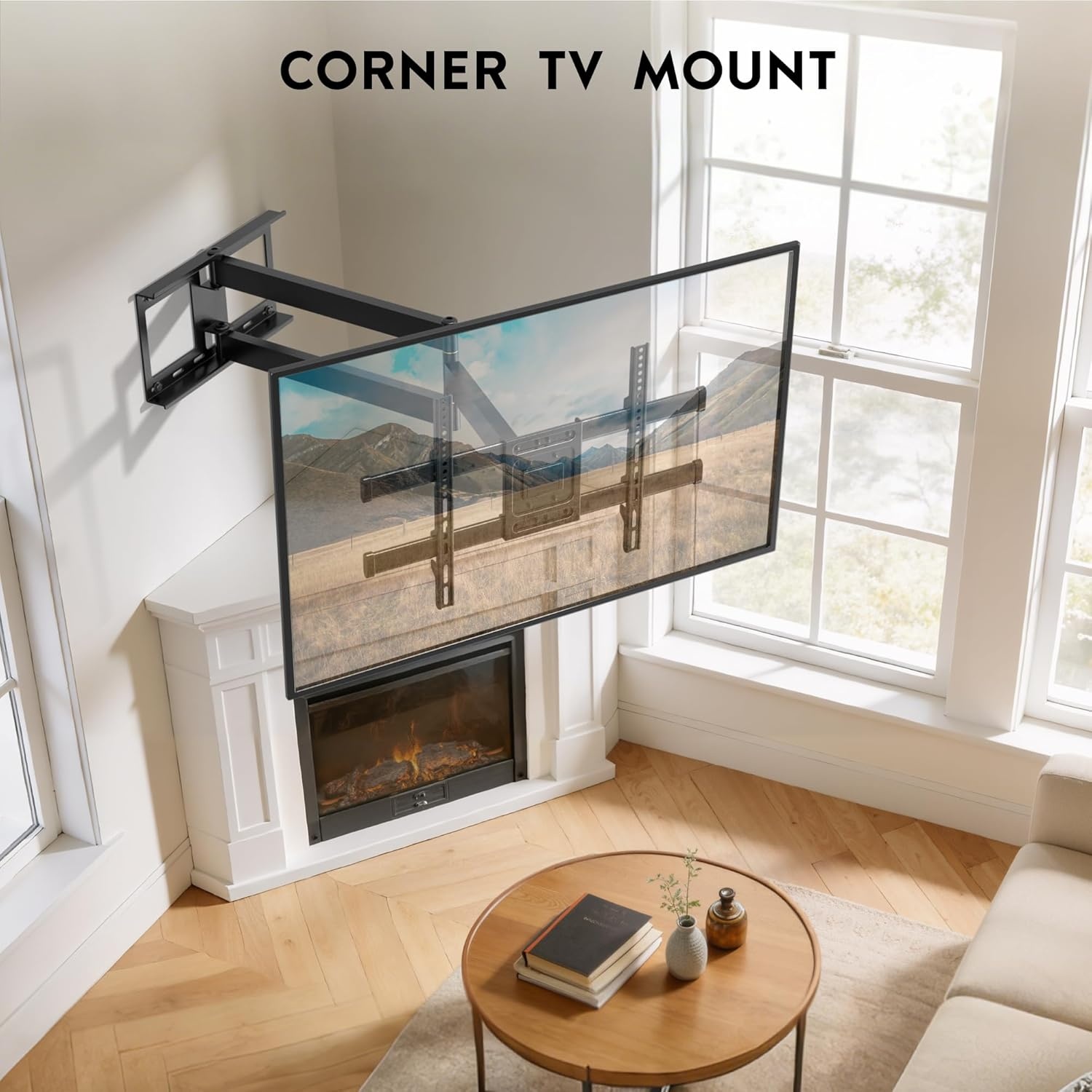 image:imageBONTEC TV Wall Mount for 2665 Inch Flat and Curved Screens with 374 Inch Long Extension Full Motion Swivel Design Heavy Duty Bracket for Corner or Monitor Setup Max VESA 400x400 Holds 77 lbsfor 3275 Inch