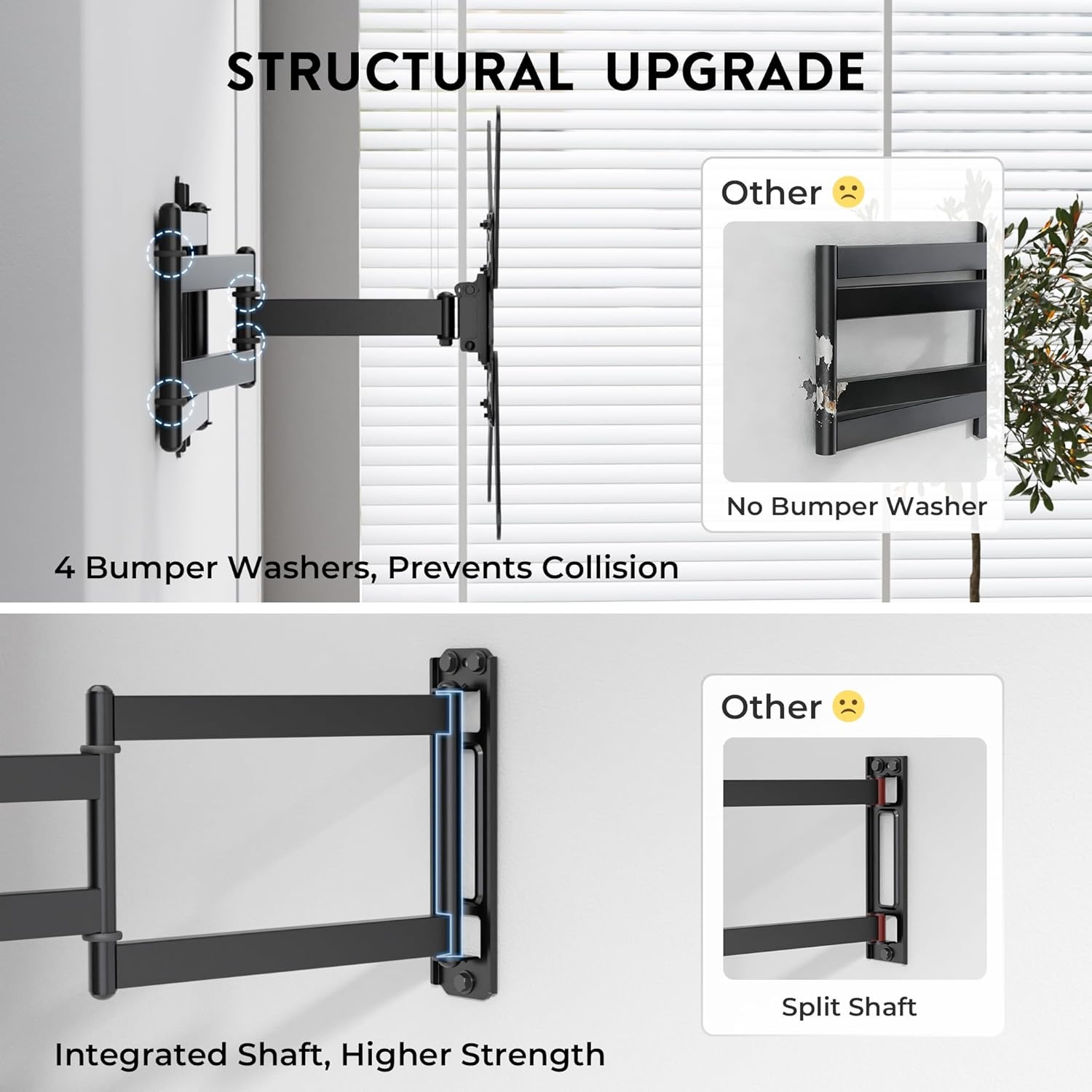 image:imageBONTEC TV Wall Mount for 2665 Inch Flat and Curved Screens with 374 Inch Long Extension Full Motion Swivel Design Heavy Duty Bracket for Corner or Monitor Setup Max VESA 400x400 Holds 77 lbsfor 2665 Inch