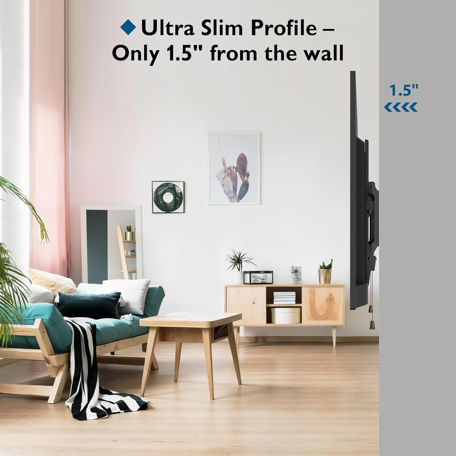 image:imageBONTEC TV Wall Mount for 3785 Inch TVs Tilting TV Mount Bracket for LED LCD OLED Flat Curved Screens Low Profile 15in Design Max VESA 600x400mm Supports up to 132lbs Fits 55 65 75 85 Inch