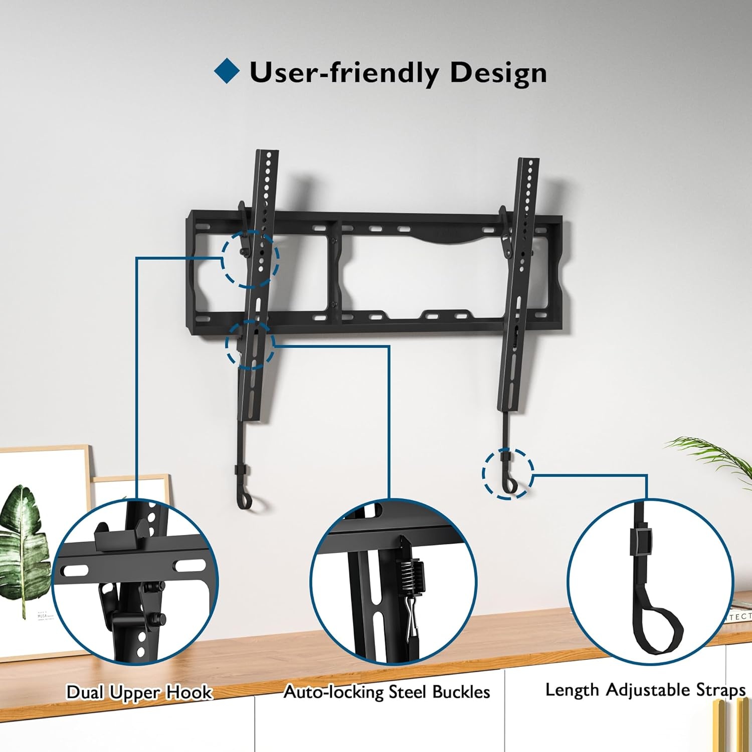 image:imageBONTEC Tilting TV Wall Mount for Most 1786 inch LED OLED LCD Flat Curved Screen TVs TV Wall Bracket Holds up to 165LBS Max VESA 600 x400mm