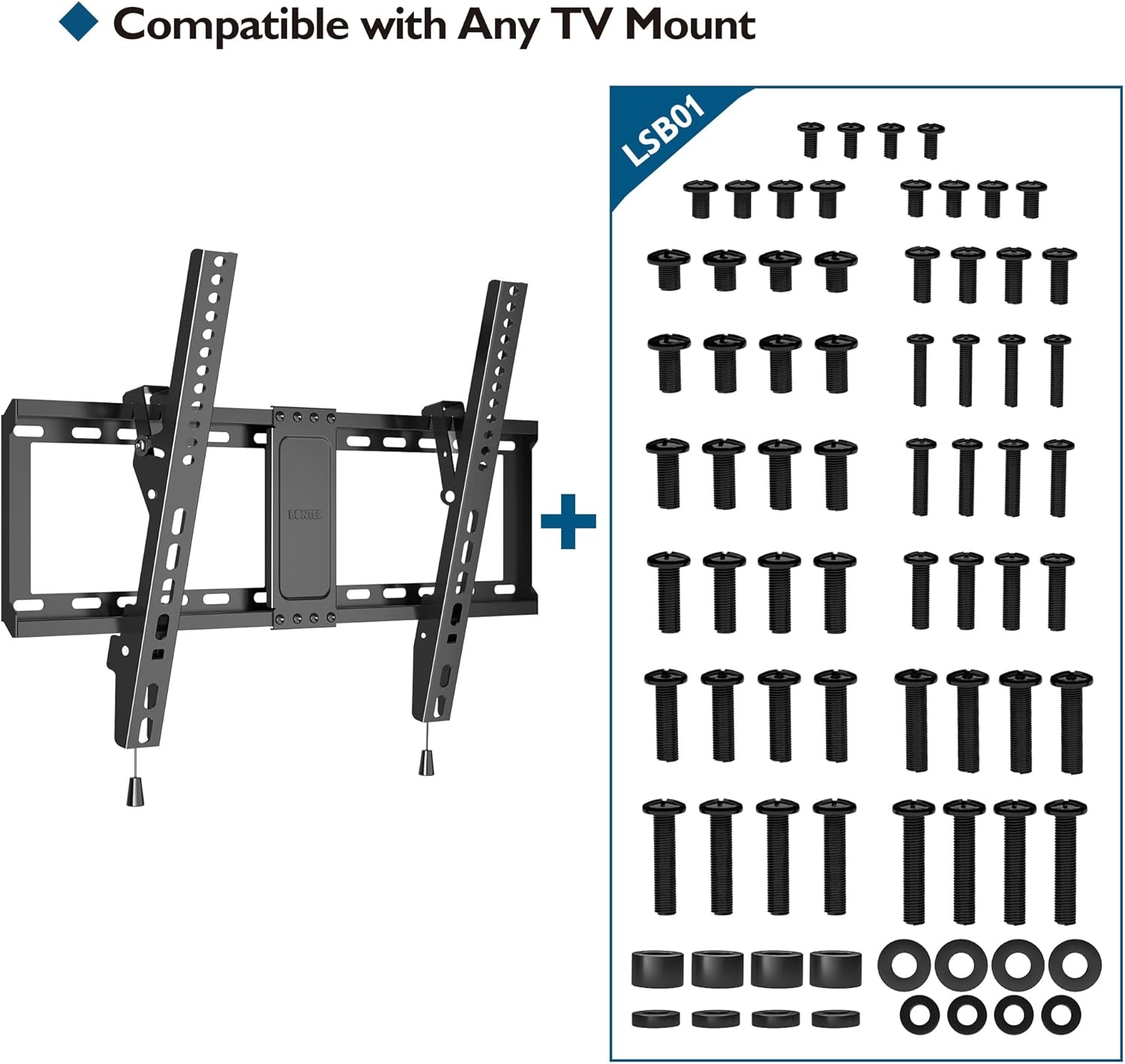 image:imageBONTEC Universal TV Mounting Hardware Screw Kit Compatible with TVs Up to 80 inch Includes M4 M5 M6 M8 Screws Washers Spacers VESA Mounting Ceiling Mount TV Wall Mount Kit BlackBlack