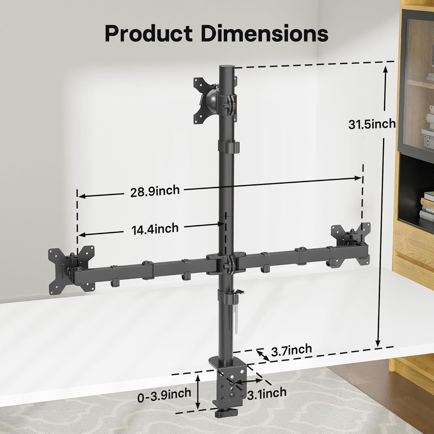 image:imageBONTEC Vertical Dual Monitor Desk Mount Supports 1334 Inch Screens Full Motion Adjustability VESA 75x75100x100mm Up to 22lbs per Arm C Clamp and Grommet Mounting Options Cable ManagementTriple Monitor