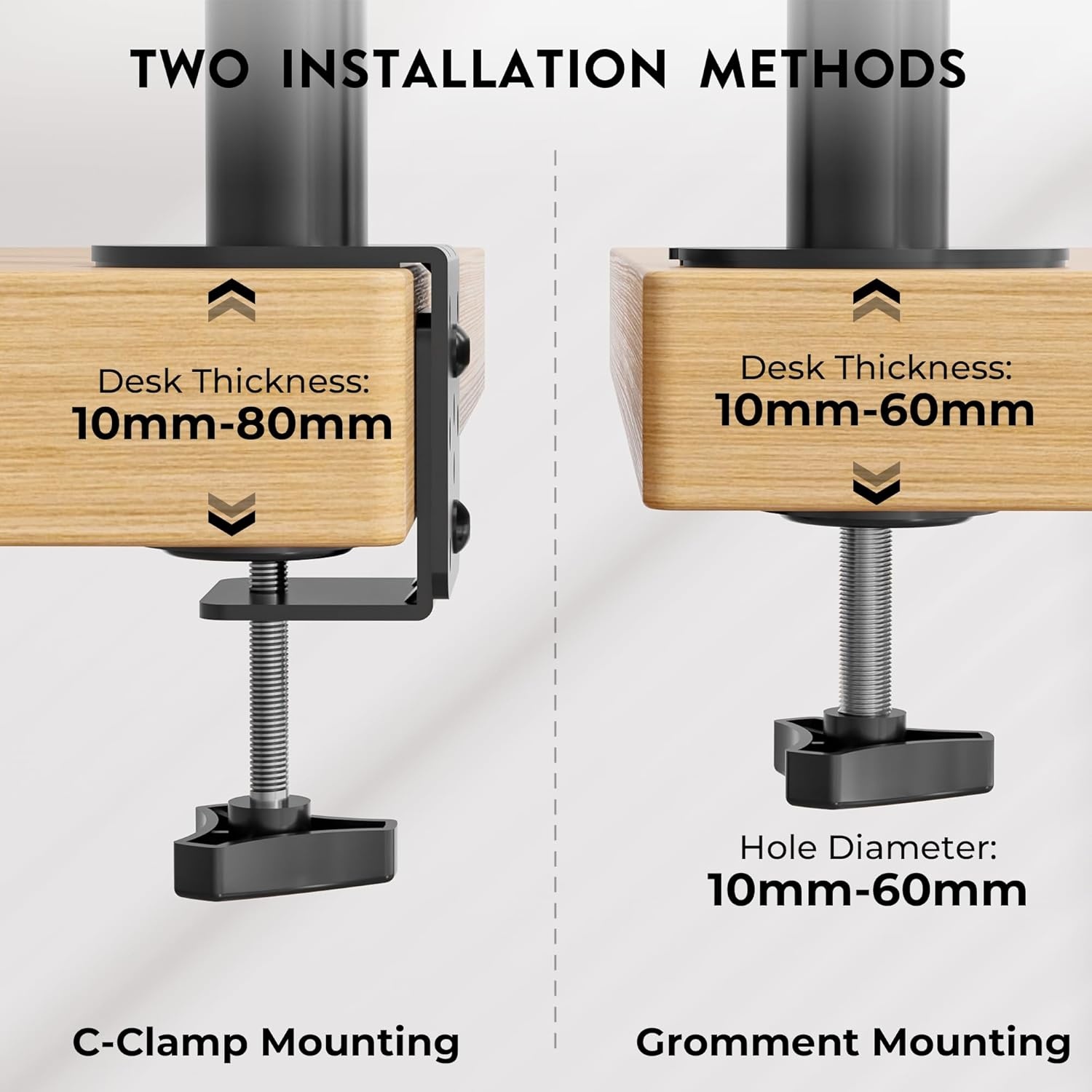 image:imageBONTEC Vertical Dual Monitor Desk Mount Supports 1334 Inch Screens Full Motion Adjustability VESA 75x75100x100mm Up to 22lbs per Arm C Clamp and Grommet Mounting Options Cable ManagementDual Monitor