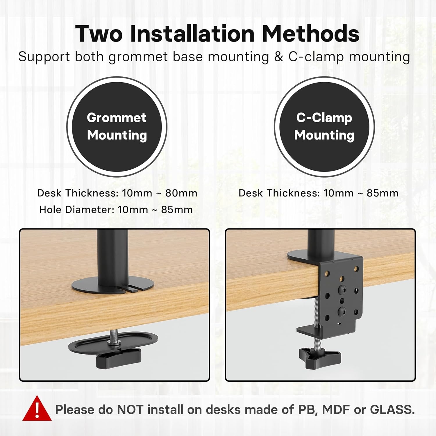 image:imageBONTEC Vertical Dual Monitor Desk Mount Supports 1334 Inch Screens Full Motion Adjustability VESA 75x75100x100mm Up to 22lbs per Arm C Clamp and Grommet Mounting Options Cable ManagementTriple Monitor