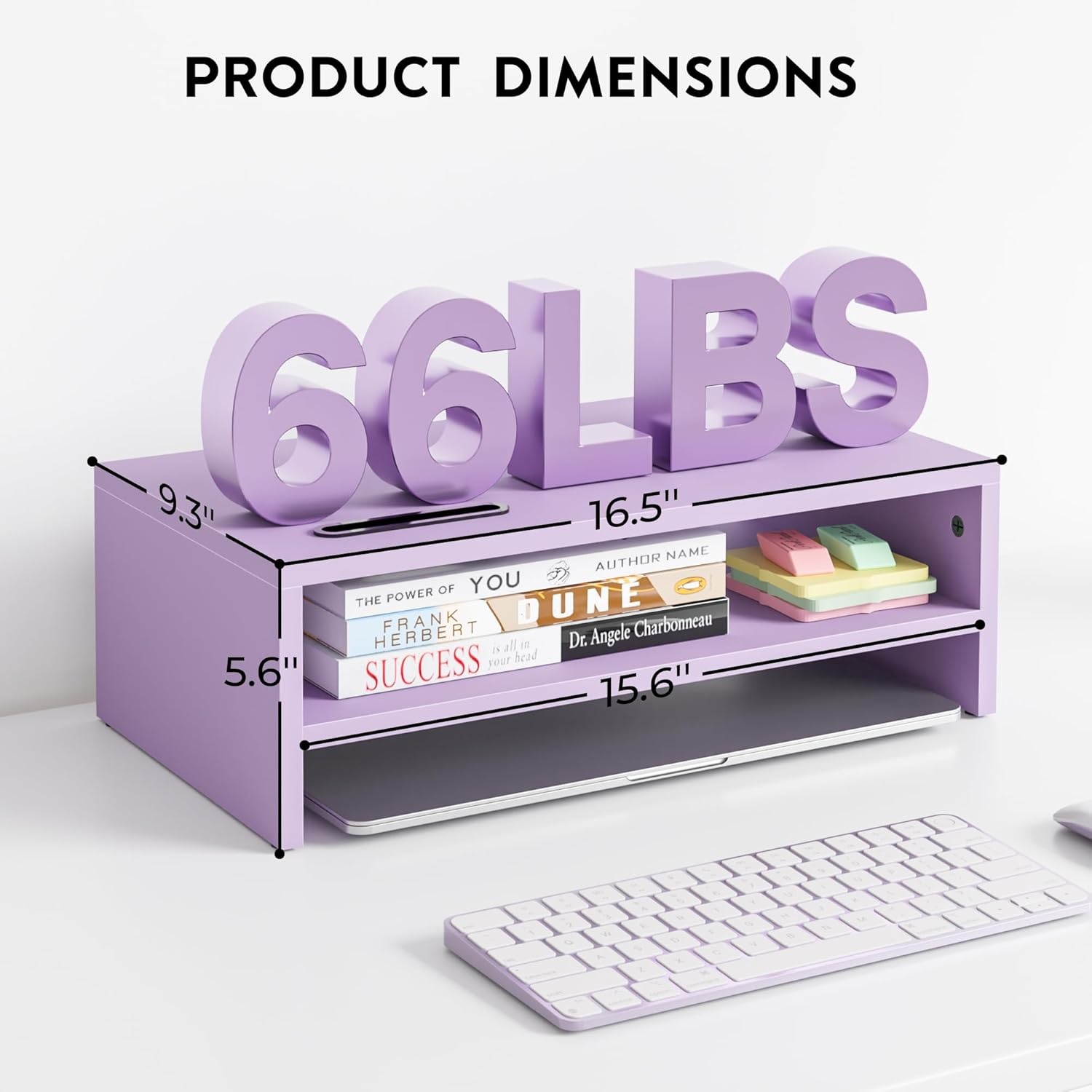 image:imageBONTEC Wood Monitor Stand Riser 2Tier Desktop Organizer with Storage Ergonomic Computer Stand for Desk Cable Management Cellphone Holder 213 Inch Shelf BlackPURPLE