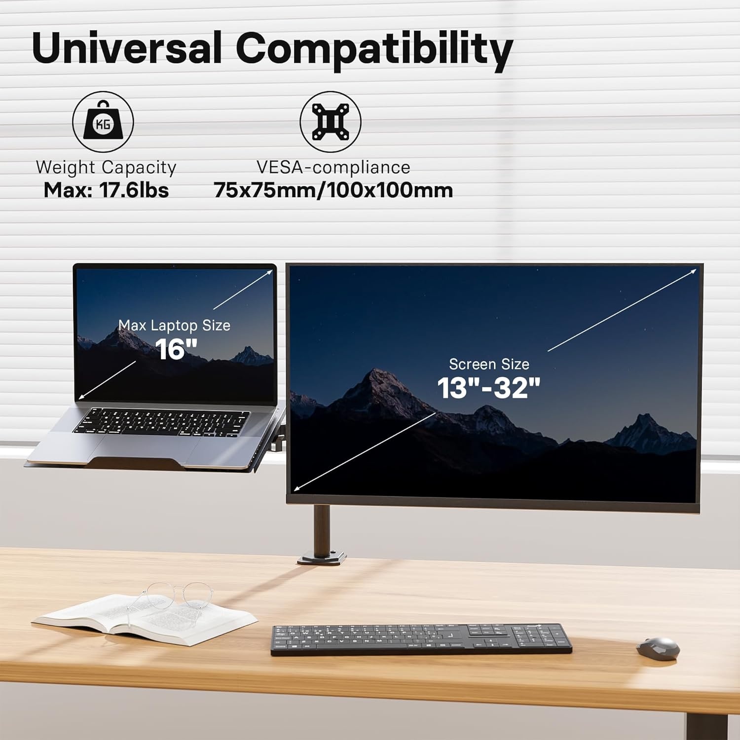 image:imageRedbat Monitor and Laptop Mount Stand Fully Adjustable Monitor Arm with Vented Tray for 13 to 32 LCD Screens and Notebook up to 16 Holds up to 22lbs VESA Compatible Dual Mounting Options13 32