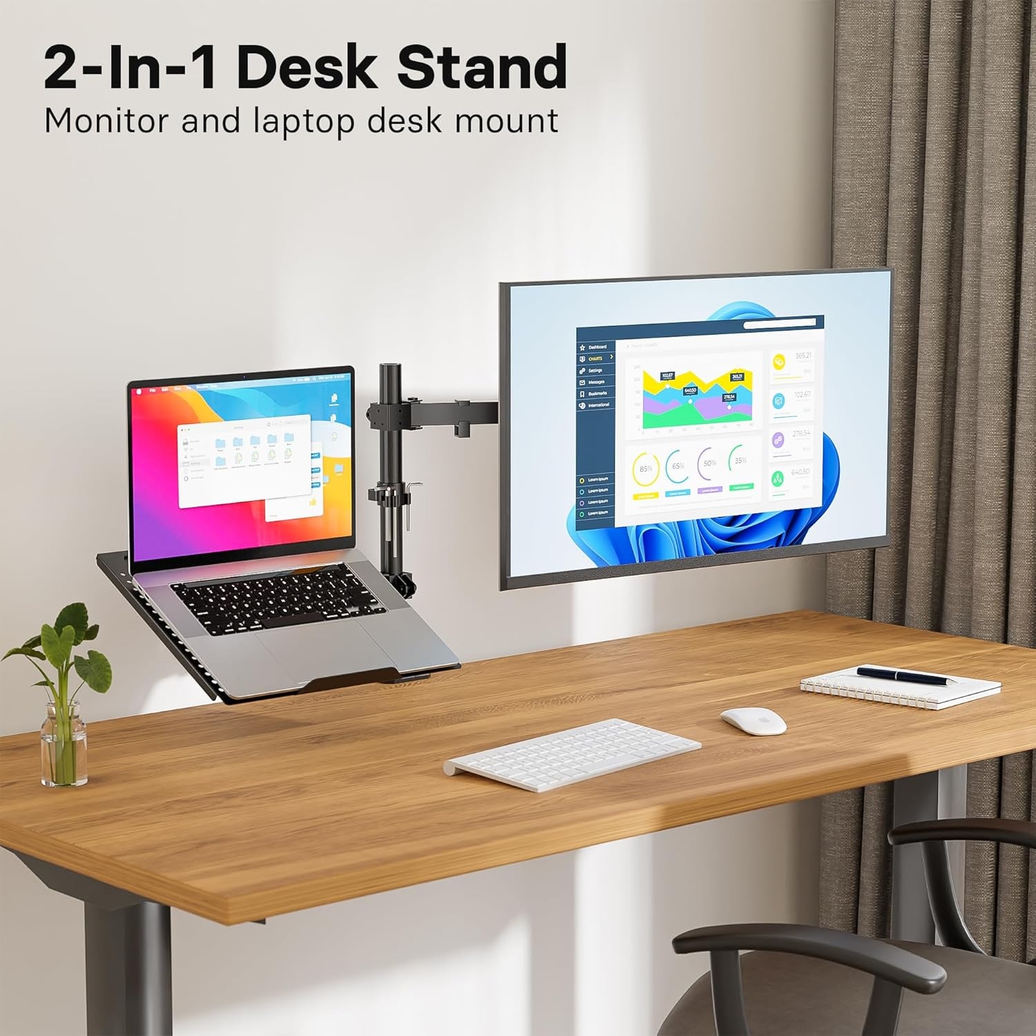image:imageRedbat Monitor and Laptop Mount Stand Fully Adjustable Monitor Arm with Vented Tray for 13 to 32 LCD Screens and Notebook up to 16 Holds up to 22lbs VESA Compatible Dual Mounting Options13 32