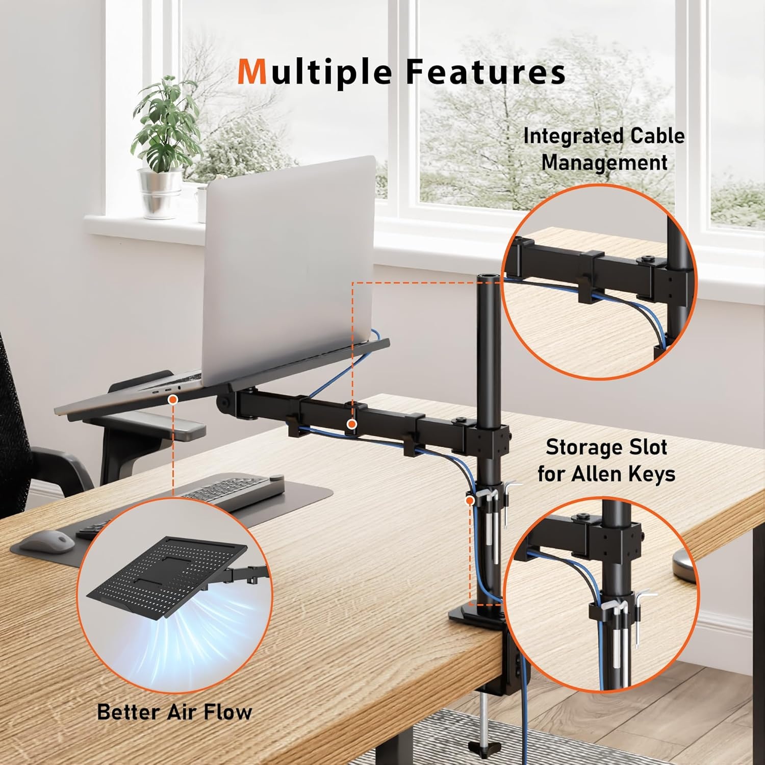 image:imageRedbat Monitor and Laptop Mount Stand Fully Adjustable Monitor Arm with Vented Tray for 13 to 32 LCD Screens and Notebook up to 16 Holds up to 22lbs VESA Compatible Dual Mounting OptionsSingle