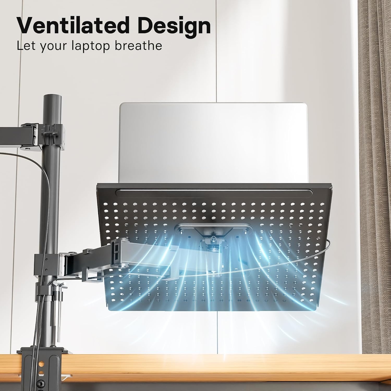 image:imageRedbat Monitor and Laptop Mount Stand Fully Adjustable Monitor Arm with Vented Tray for 13 to 32 LCD Screens and Notebook up to 16 Holds up to 22lbs VESA Compatible Dual Mounting Options13 32