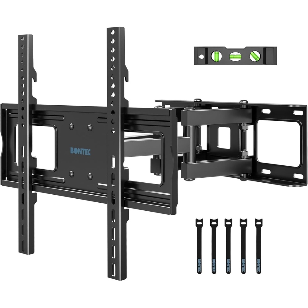 image:imageBONTEC Full Motion TV Wall Mount for 3785 Inch TVs Hold up to 132lbs Max VESA 600x400mm Swivel Tilt Dual Arms Adjustable Viewing Angle Fits 16 Wood Studs Easy Assembly2370 Inch
