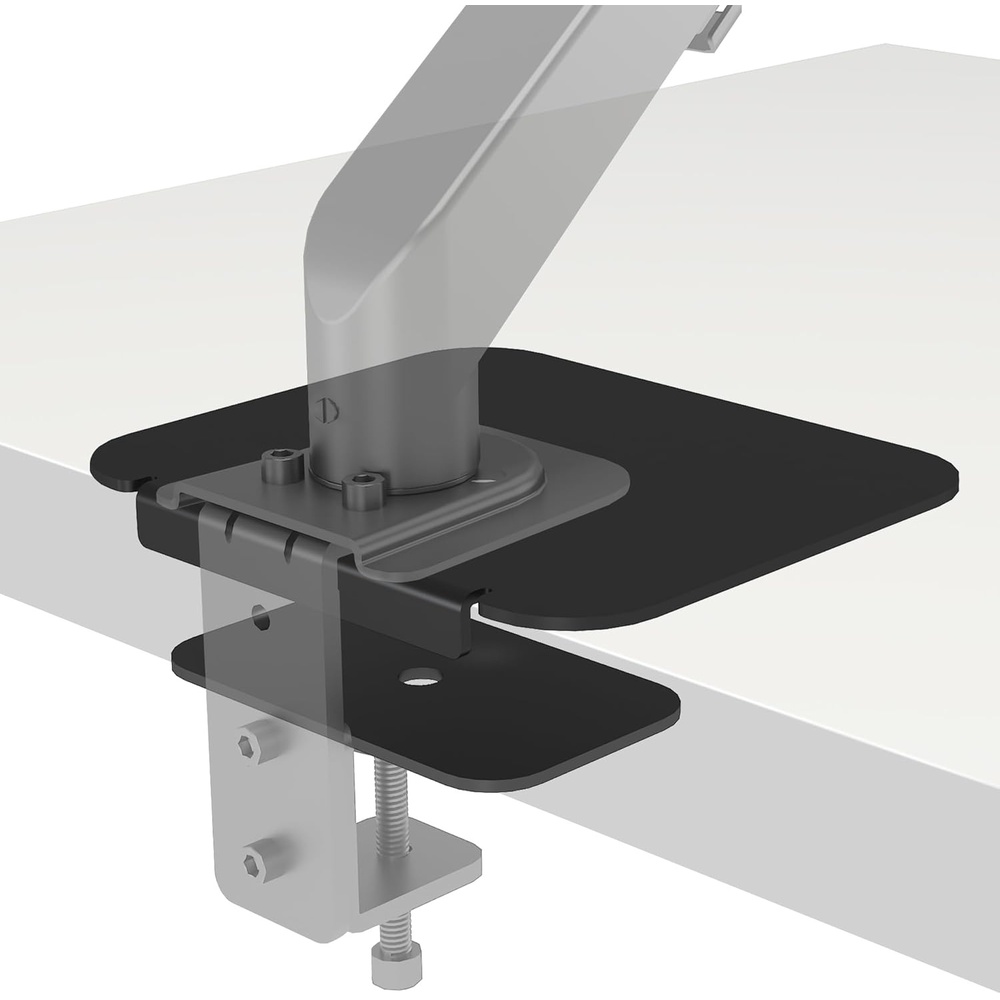image:imageBONTEC Steel Monitor Mount Reinforcement Plate Monitor Bracket Plate with AntiSlip Pads for GlassMDFPB Tabletops fits CClampGrommet Installation Black