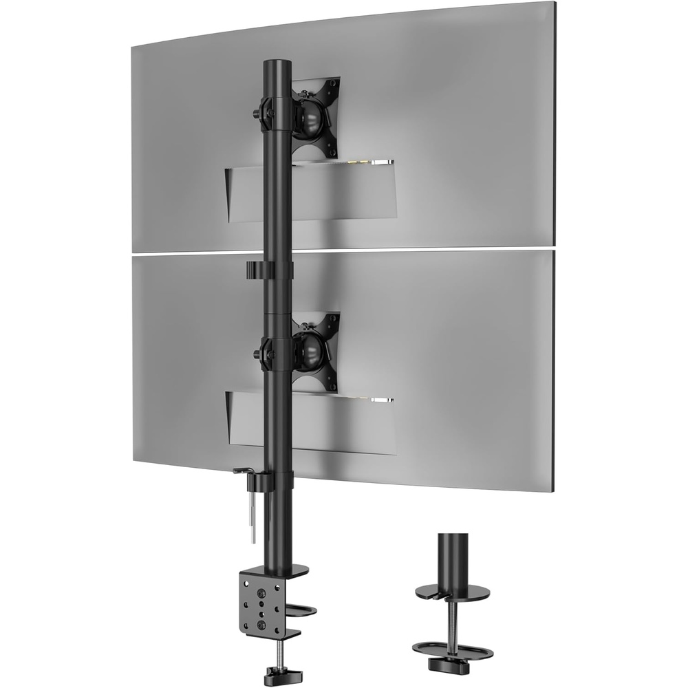 image:imageBONTEC Vertical Dual Monitor Desk Mount Supports 1334 Inch Screens Full Motion Adjustability VESA 75x75100x100mm Up to 22lbs per Arm C Clamp and Grommet Mounting Options Cable ManagementDual Monitor