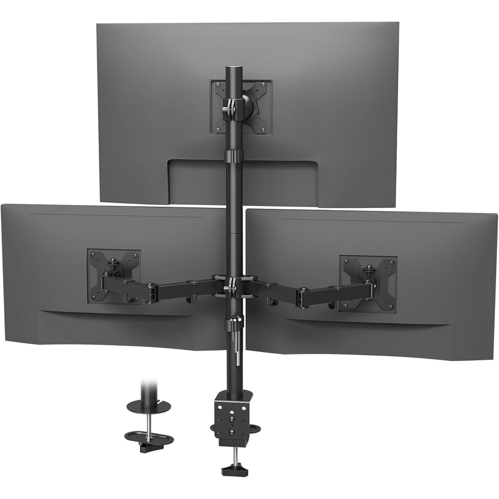 image:imageBONTEC Vertical Dual Monitor Desk Mount Supports 1334 Inch Screens Full Motion Adjustability VESA 75x75100x100mm Up to 22lbs per Arm C Clamp and Grommet Mounting Options Cable ManagementTriple Monitor