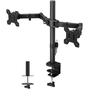 image:imageBONTEC Dual Monitor Desk Mount Full Motion Adjustable White Monitor Stand for 1327 Inch Screens Heavy Duty Arms Hold 22 lbs Each VESA 75x75100x100 C Clamp and Grommet Base Cable ManagementBlack