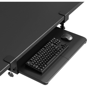 image:imageBONTEC KMT01 Under Desk Keyboard Tray PullOut Keyboard amp Mouse Platform with CClamp 256 x 118 in SpaceSaving Ergonomic SlideOut Drawer BlackBlack Carbon Fiber